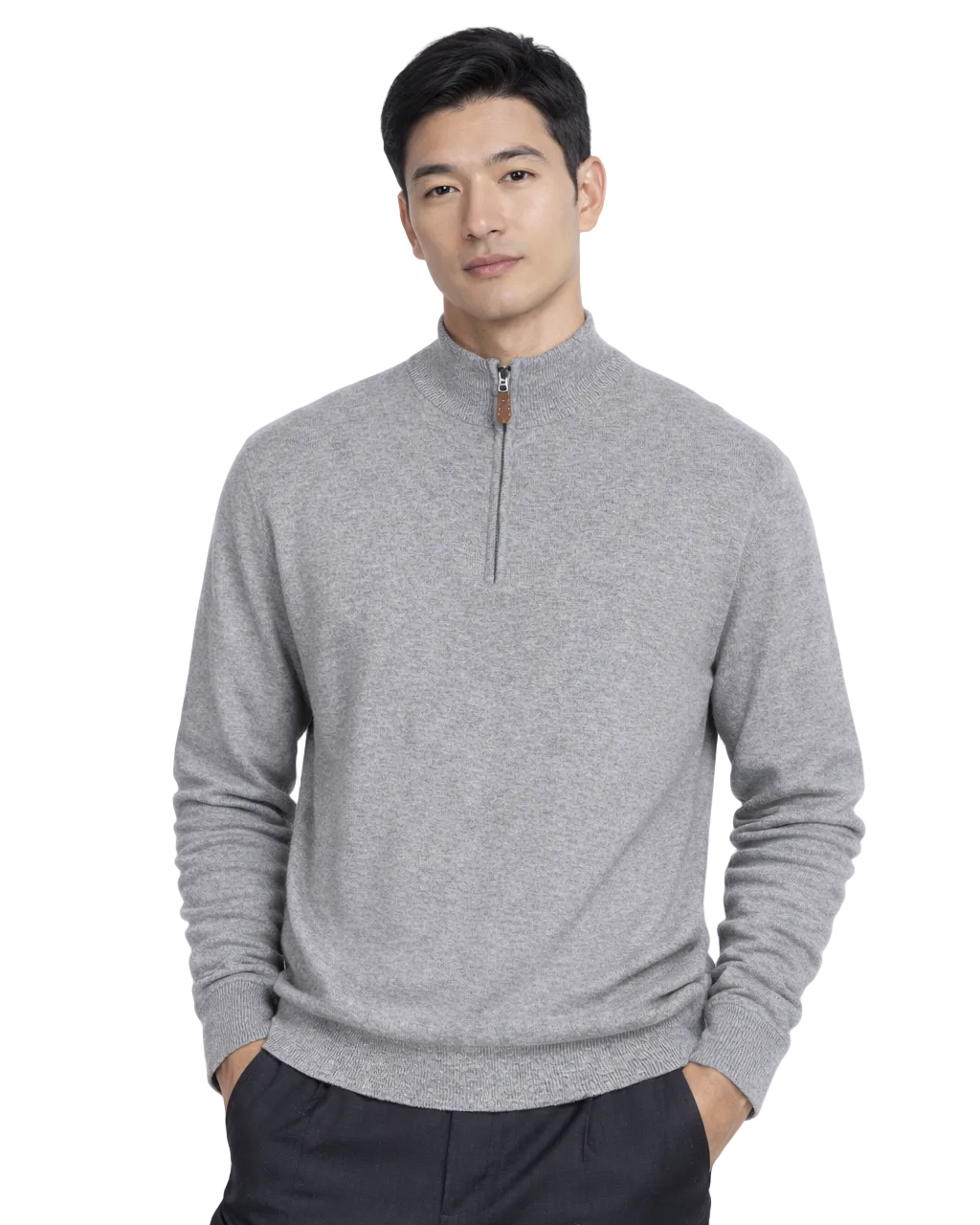 Rory zip-up turtleneck in anthracite cashmere blend