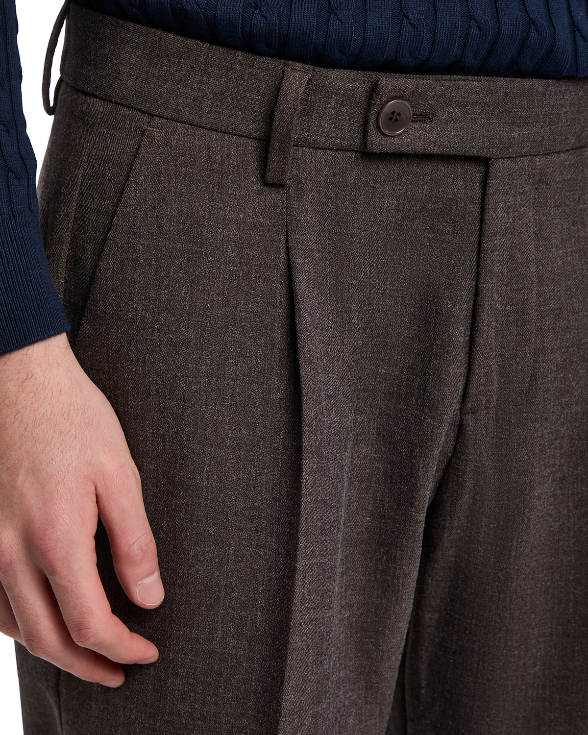 Aka flannel trousers in dark brown