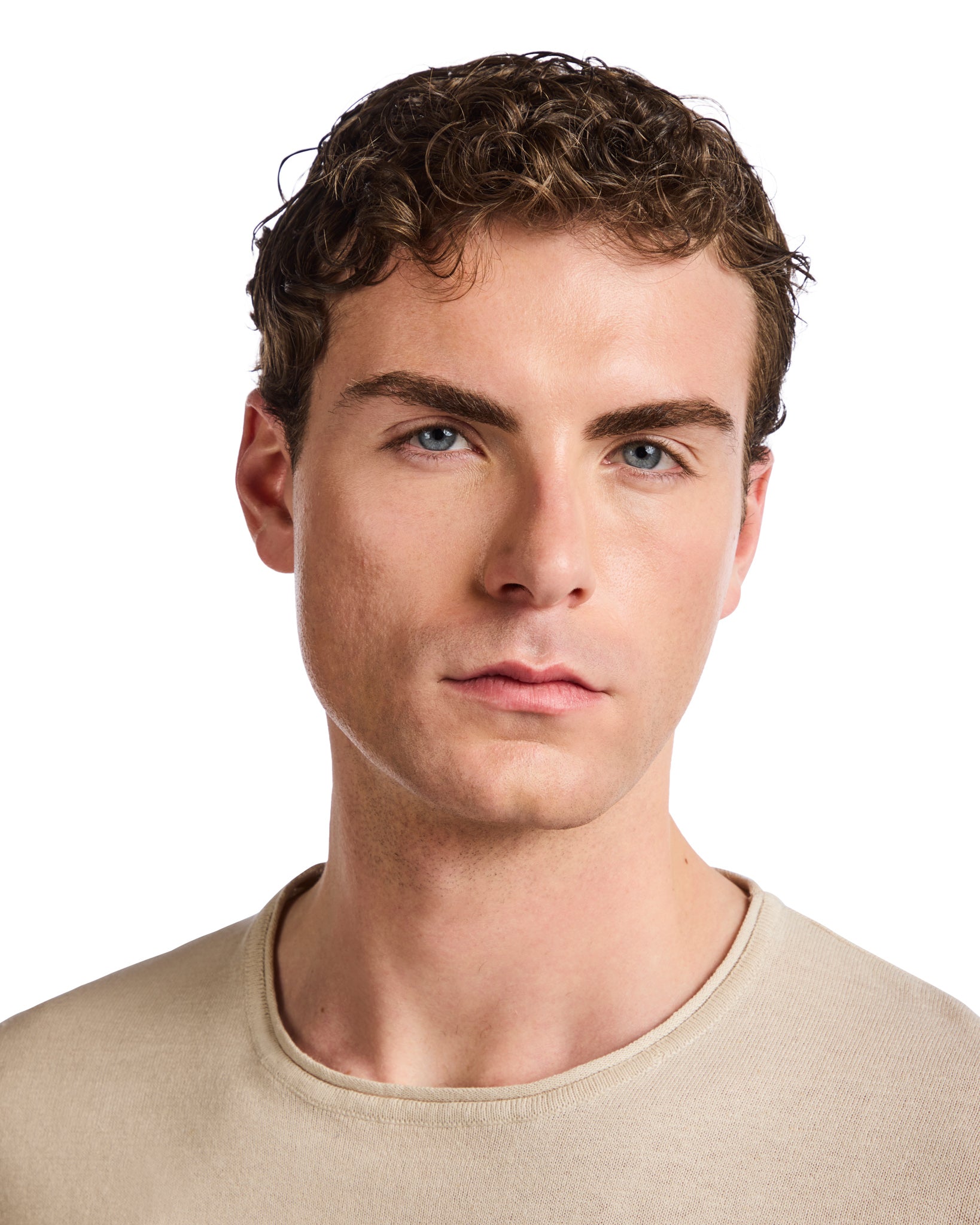 T-shirt Azur in lino e cotone sabbia