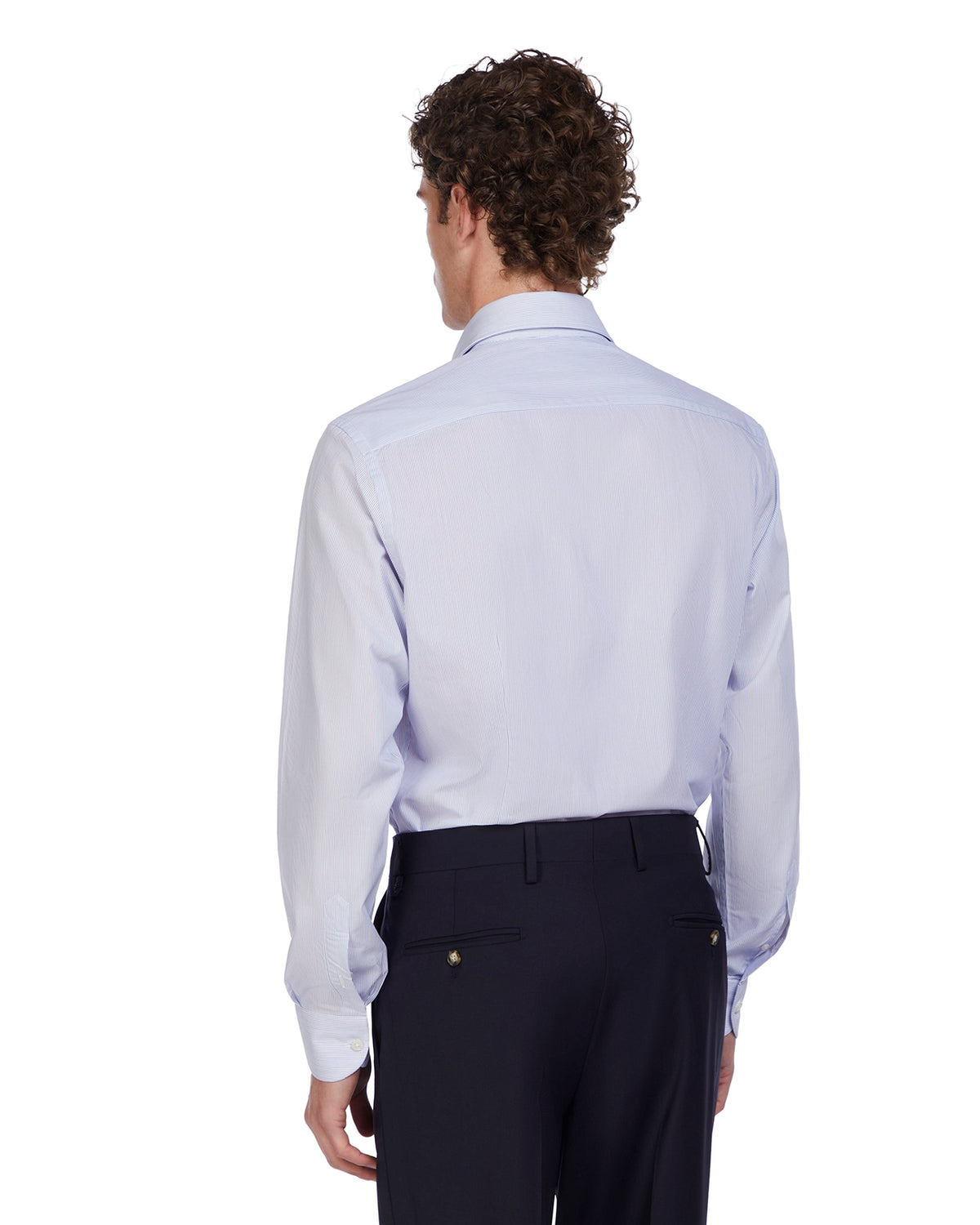 Camisa de algodón a rayas azules Wex