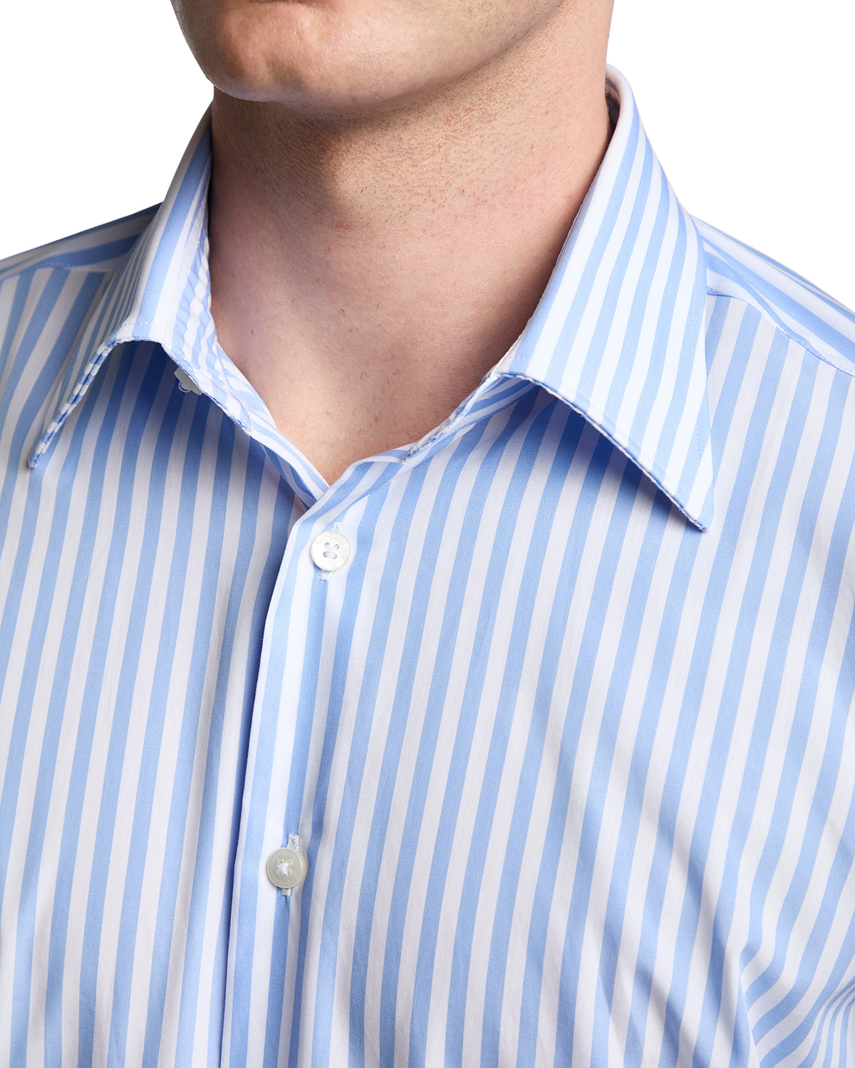 Camicia Vey a righe azzurre in cotone