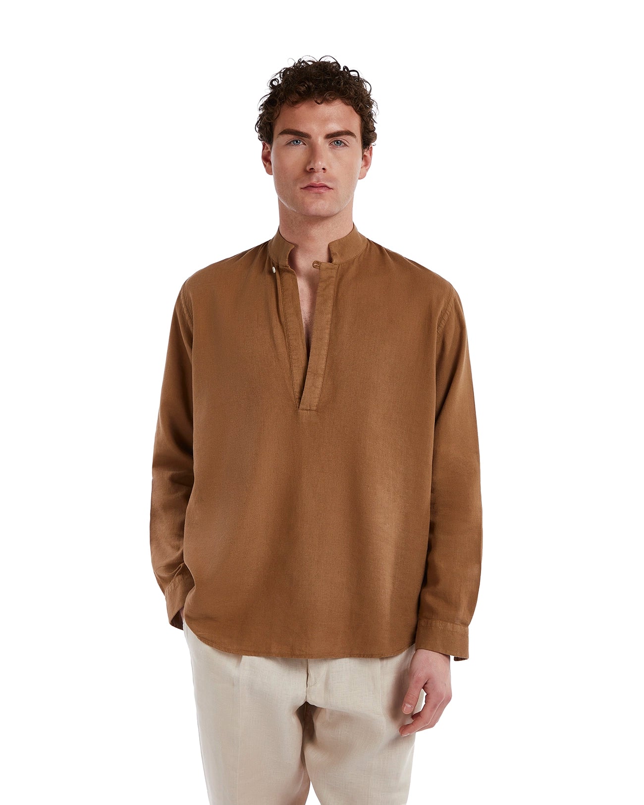 Waikiki shirt in linen and cotton mud