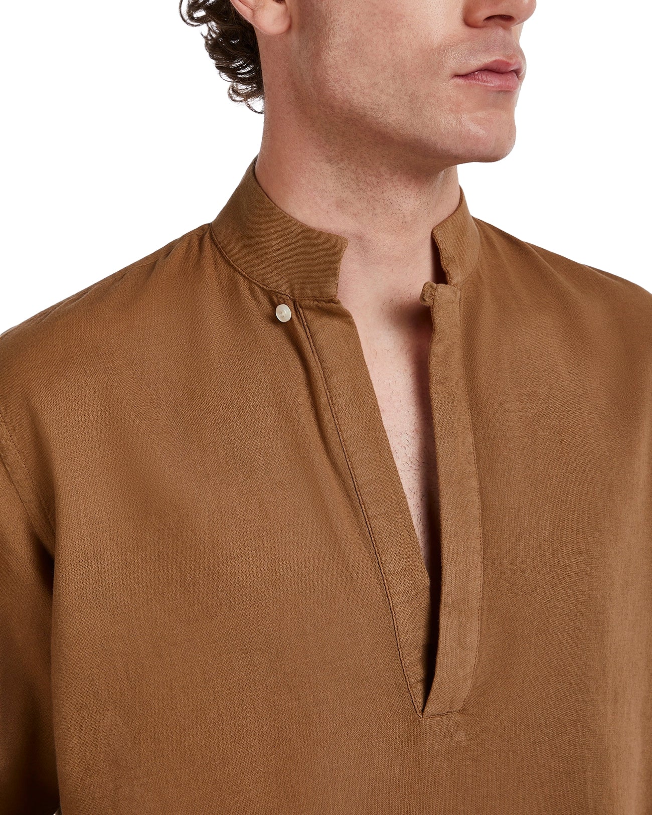 Camicia Waikiki in lino e cotone fango