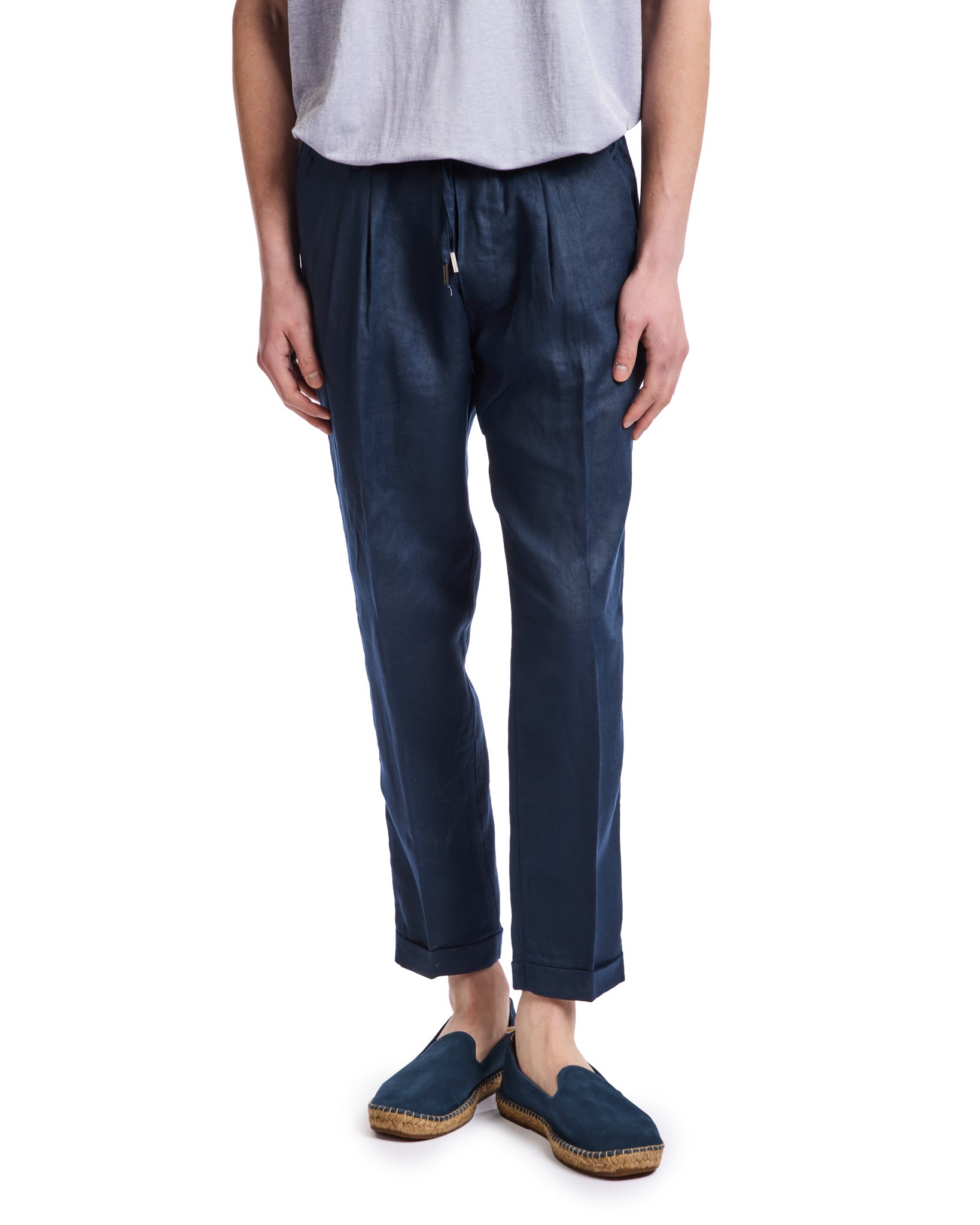 Pantalaccio Cary in puro lino blu