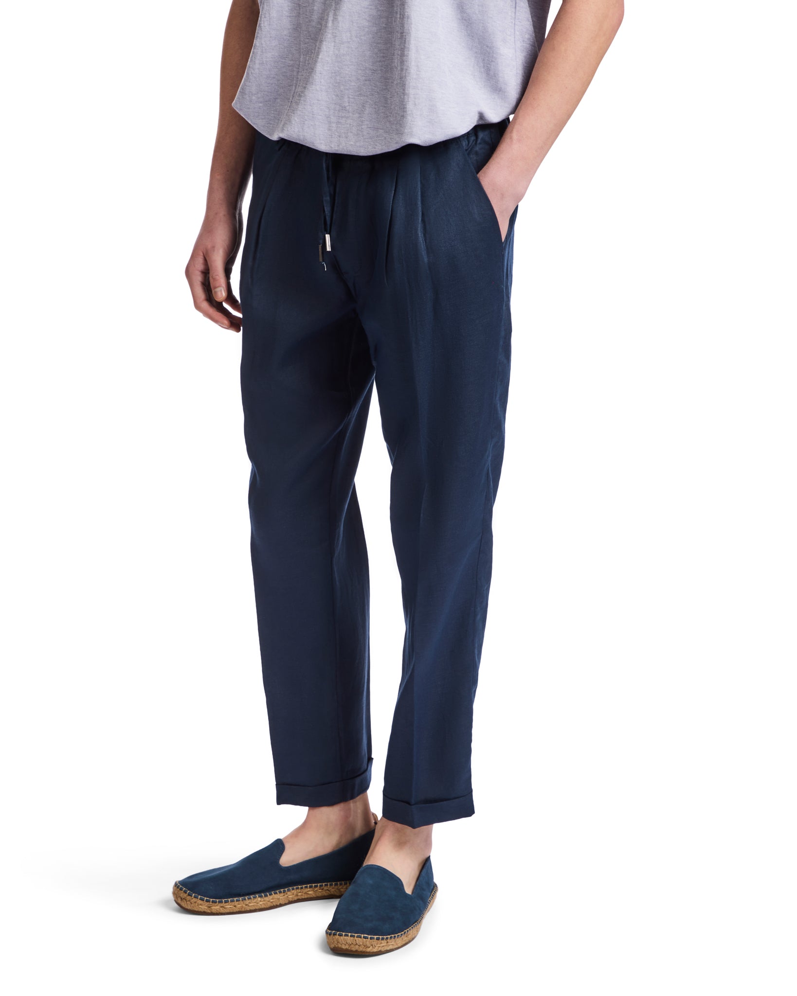 Pantalaccio Cary in puro lino blu