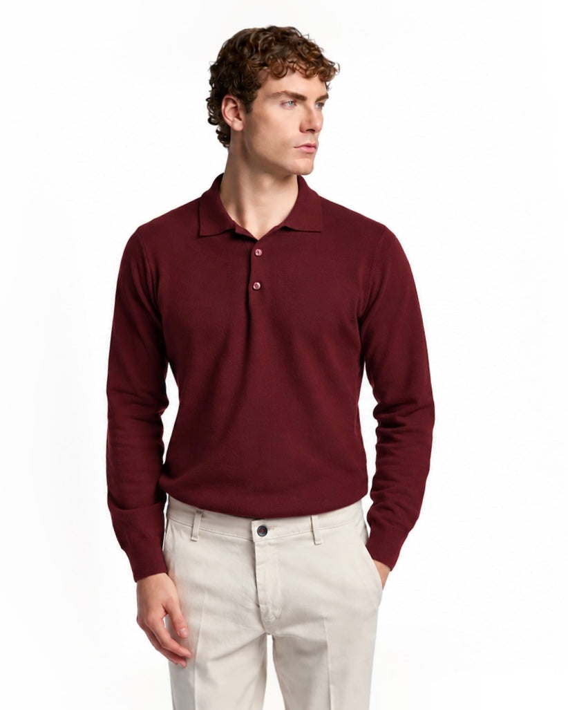 Tollegno bordeaux wool Rovigo polo shirt