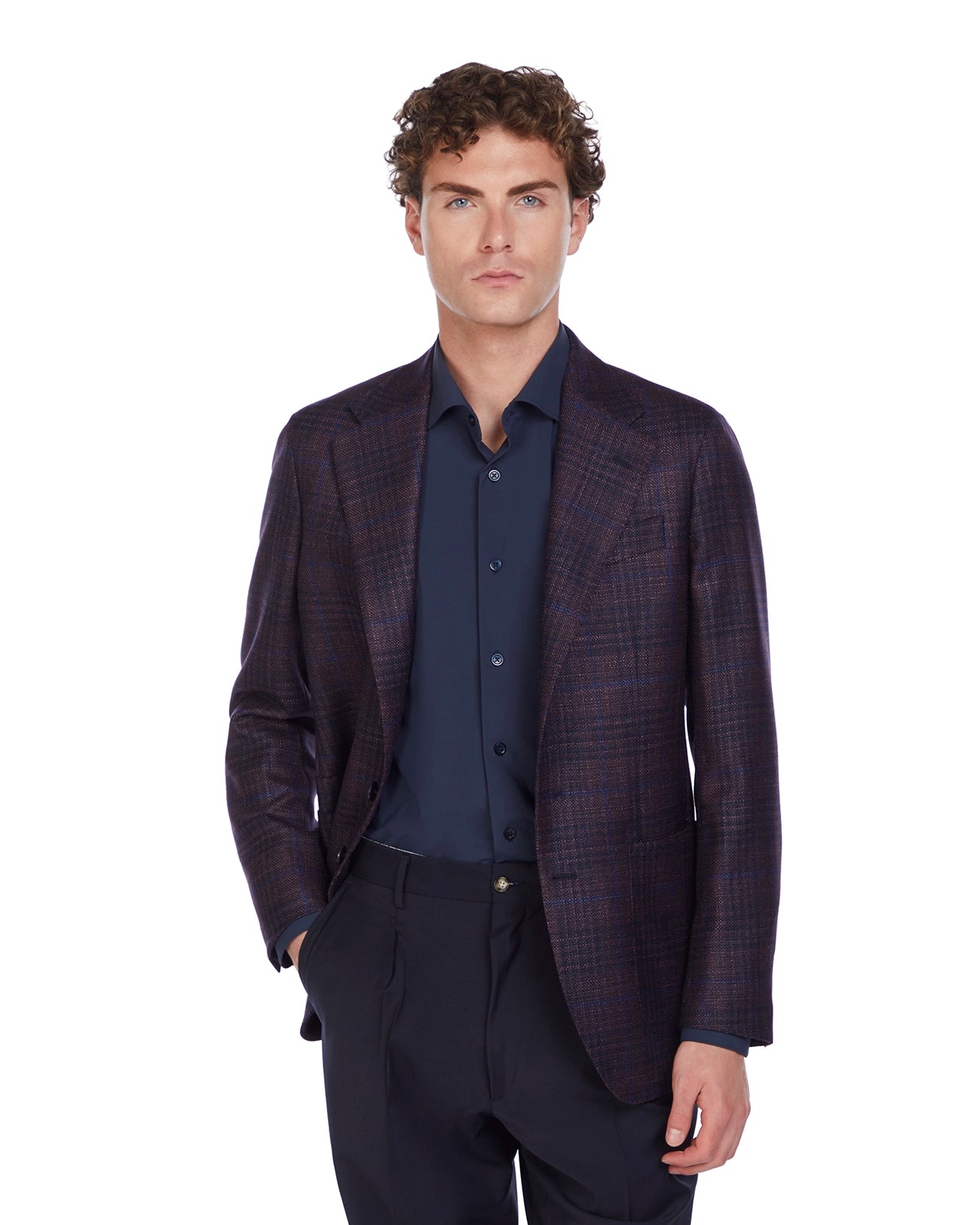 Giacca Summer time Loro Piana in tweed prugna