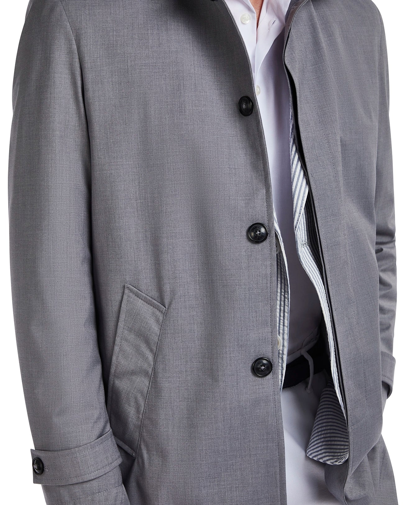Grey unlined Mantua trench coat
