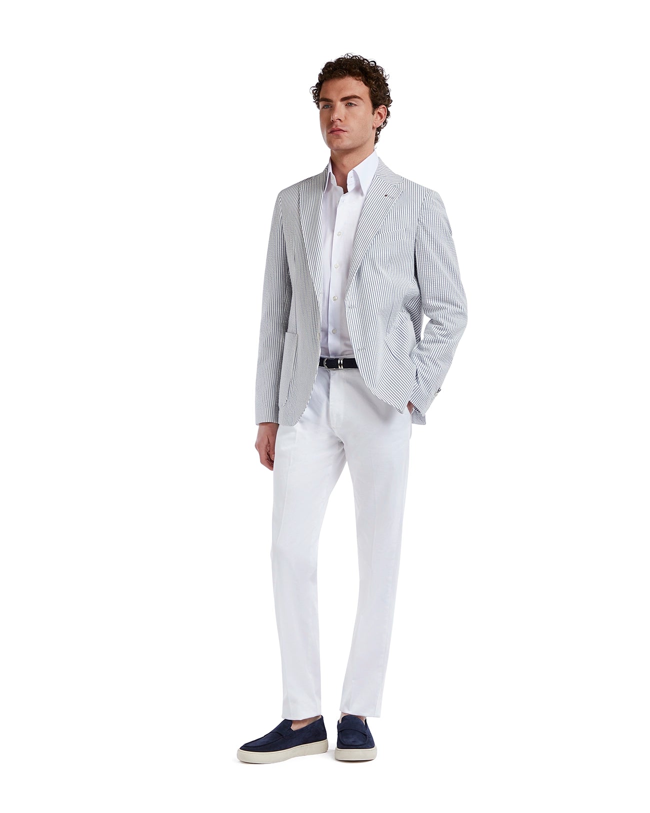Norcia embossed blue striped jacket