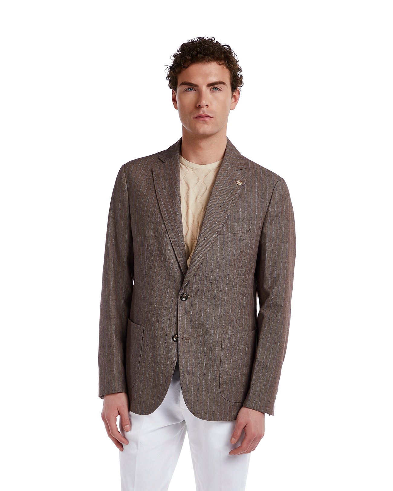 Giacca Vernazza gessata beige