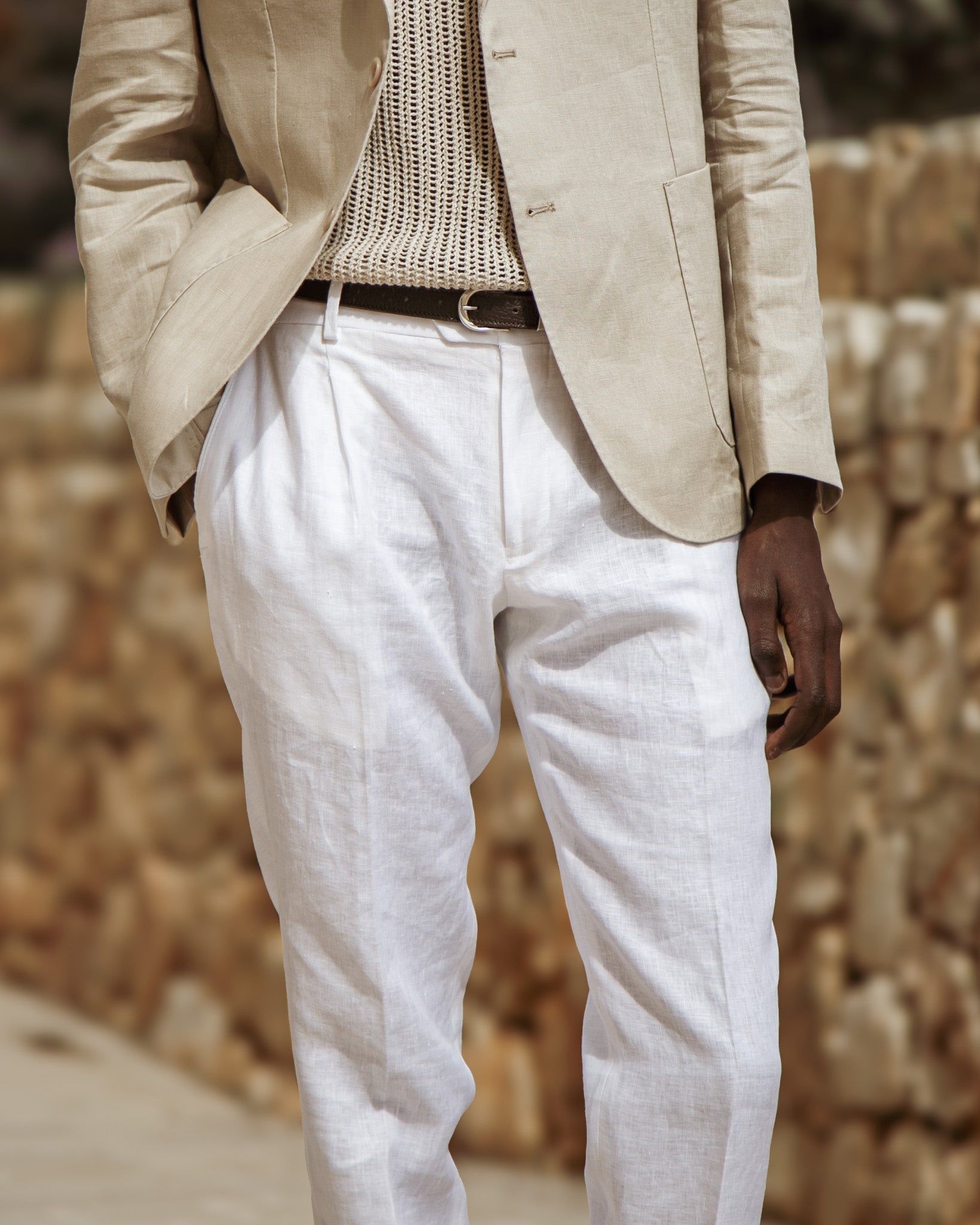 Lev - pantalone in puro lino bianco