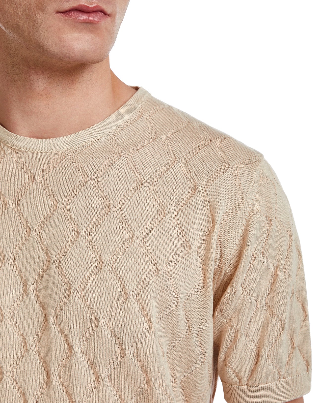 T-shirt Bjorn a onde in maglia sabbia