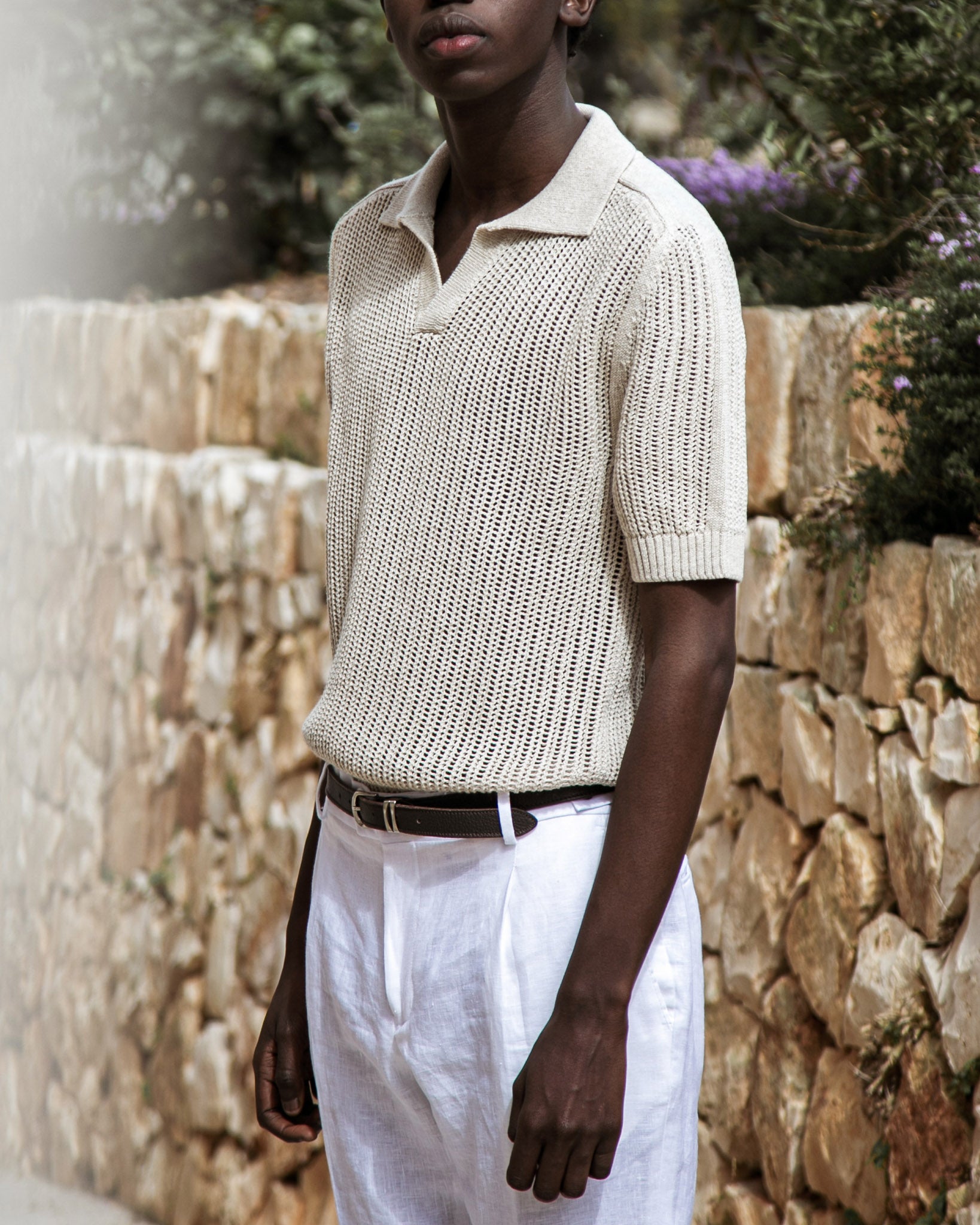 Casper - polo oversize traforata beige