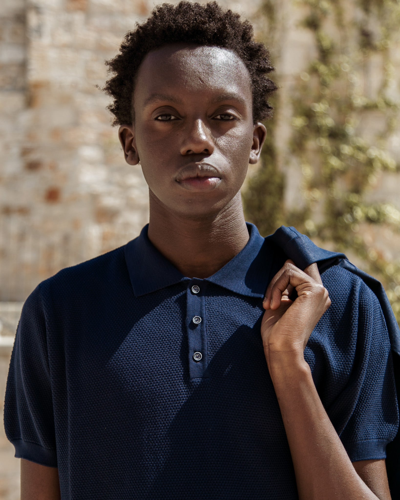 Rod - polo in maglia nido d'ape blu