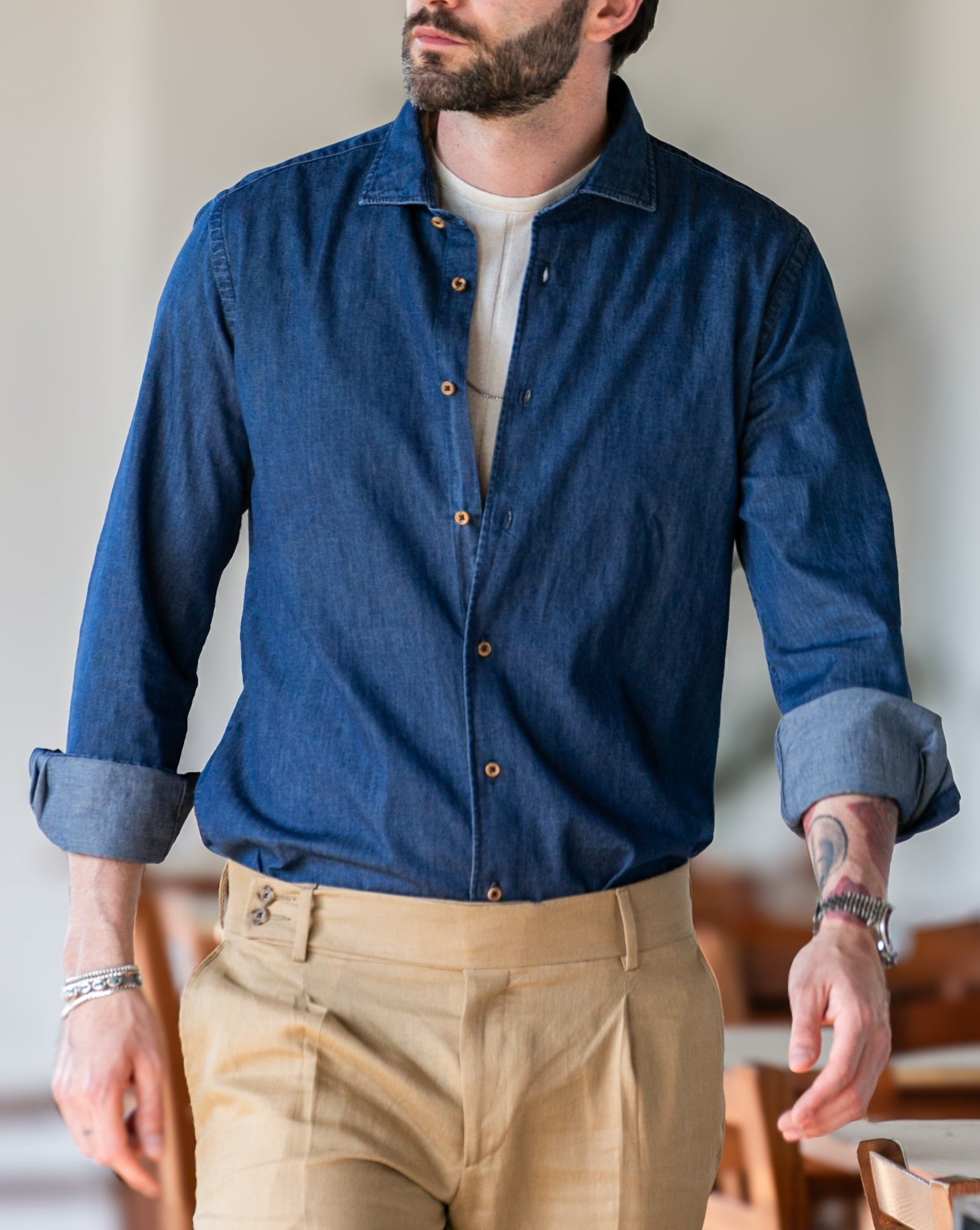 Mark - camicia jeans lavaggio zero