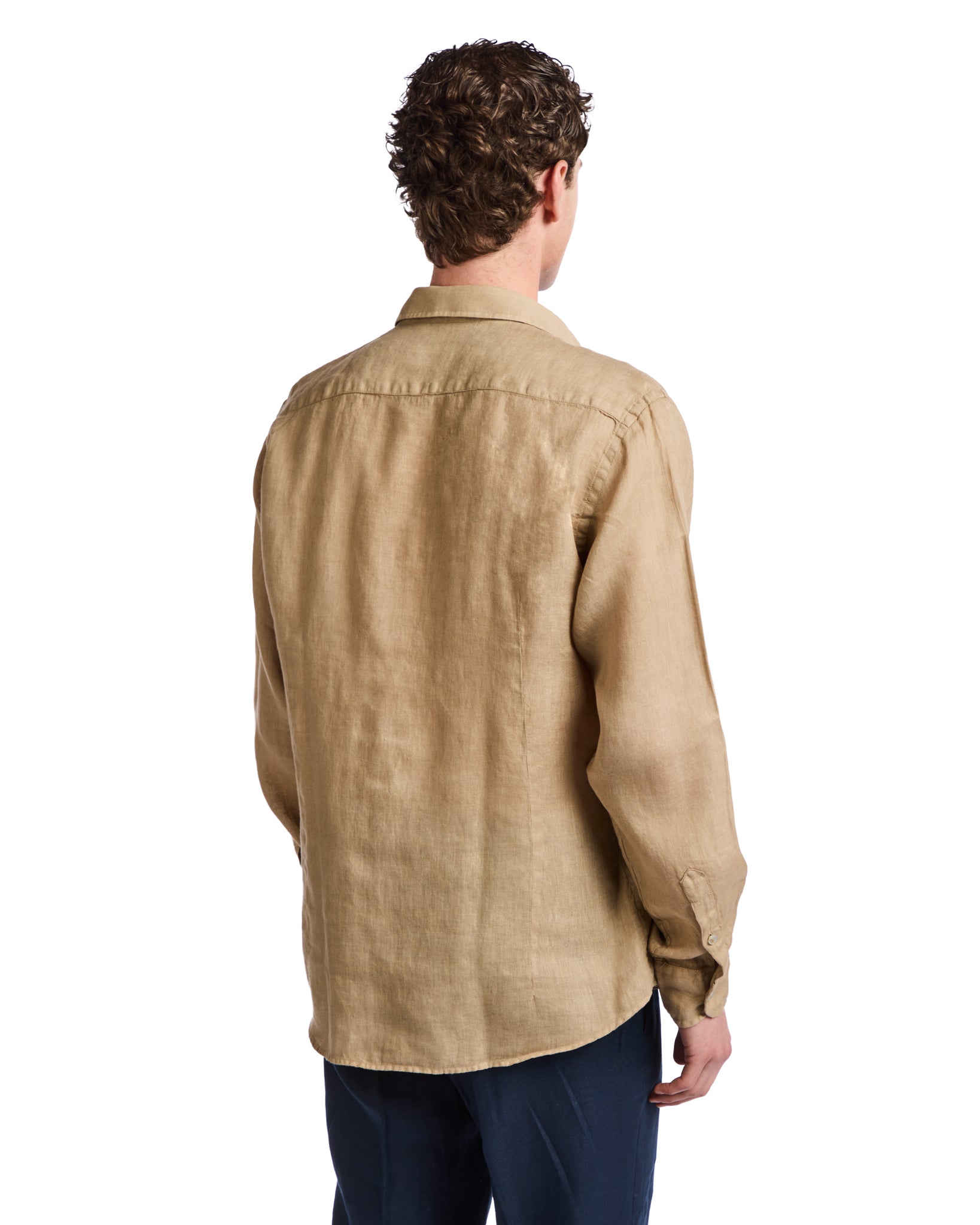 Camisa Montecarlo de lino puro color camel