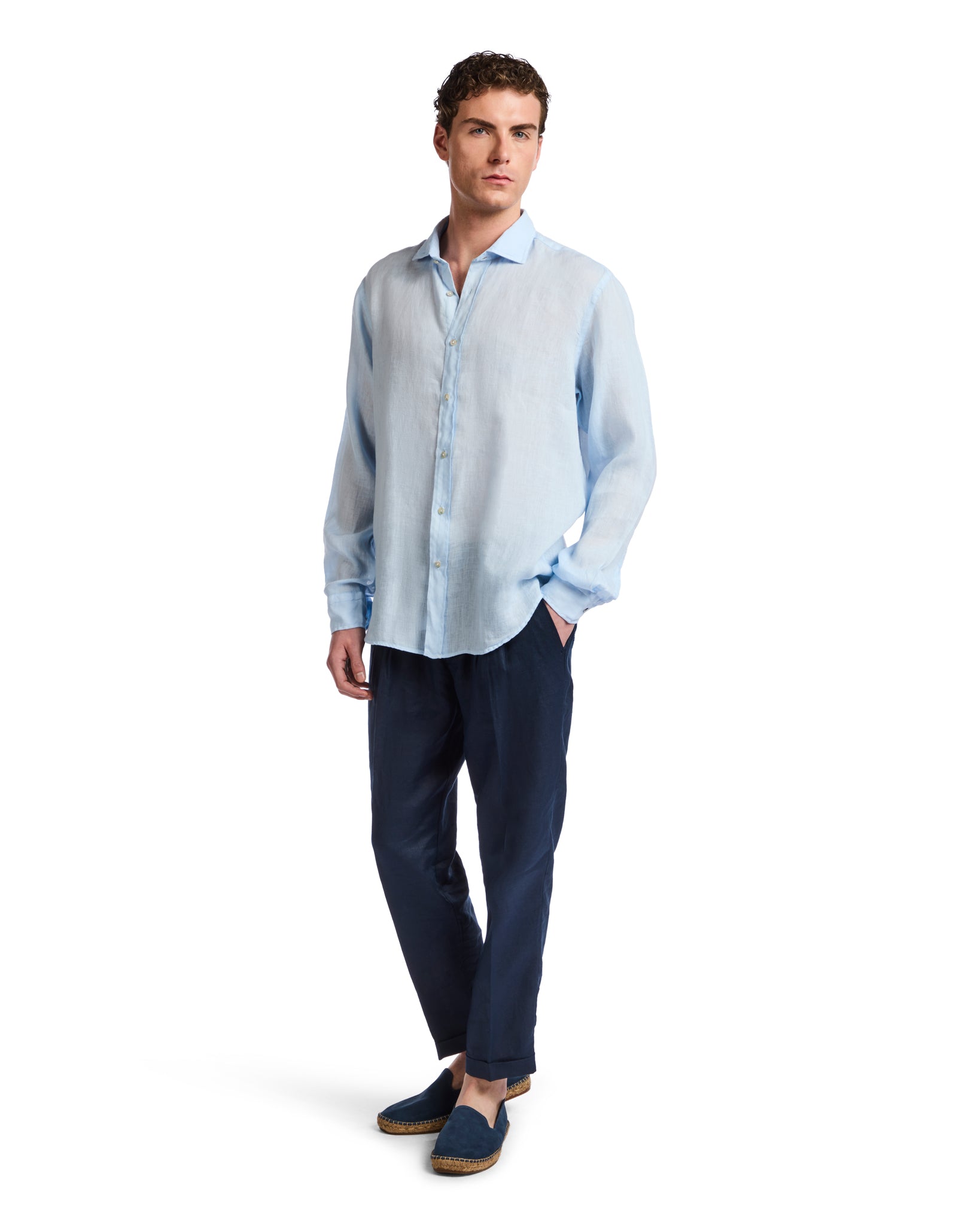 Camicia Montecarlo in puro lino azzurra