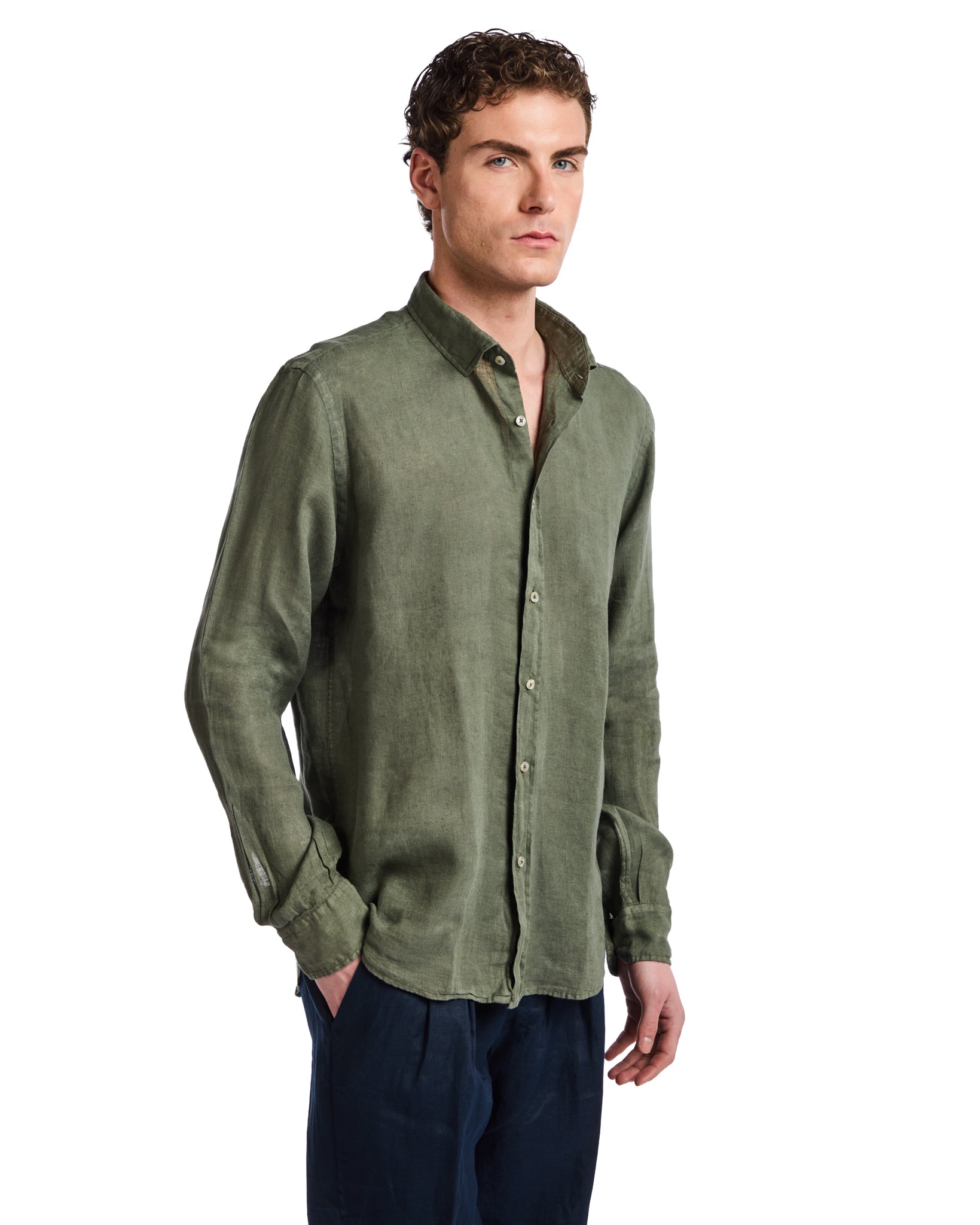 Camisa Montecarlo de lino puro militar