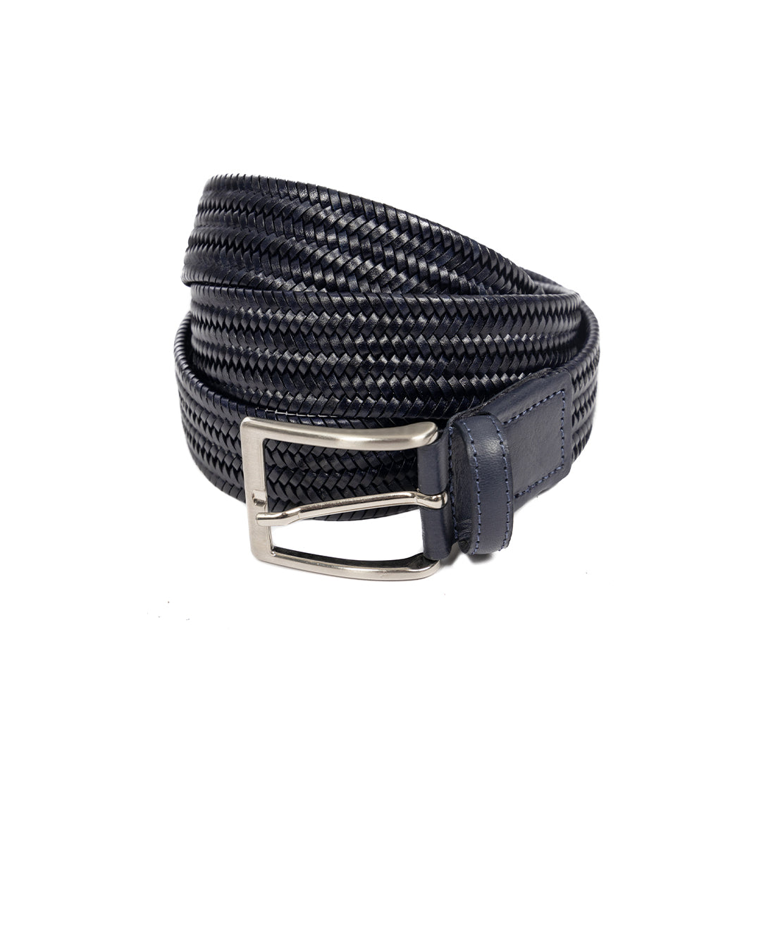 Montalcino - ceinture en cuir à tissage étroit bleu