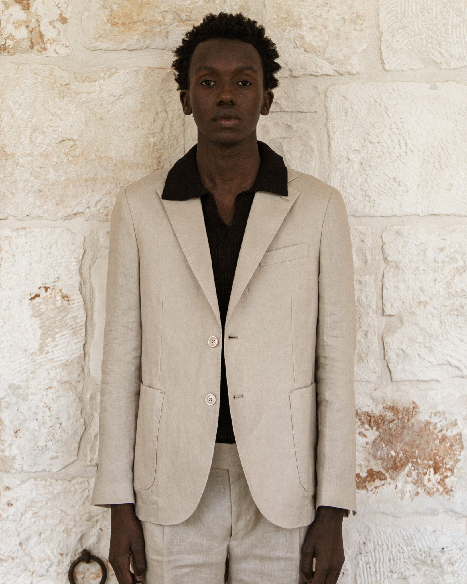 Narni - pure linen string single-breasted jacket