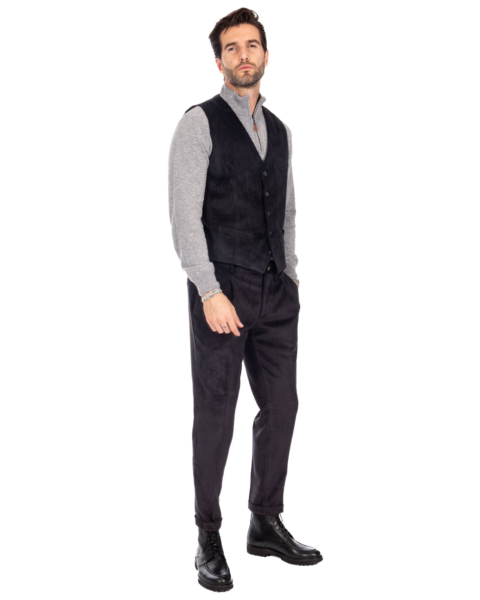 Renè - gilet en velours noir
