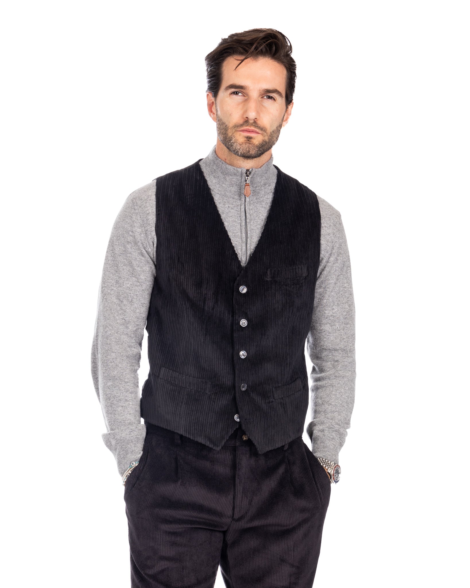 Renè - gilet en velours noir