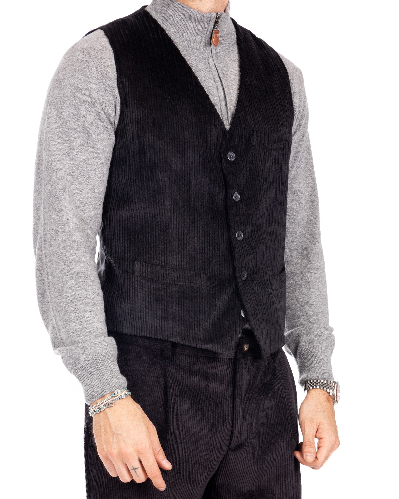 Renè - gilet en velours noir