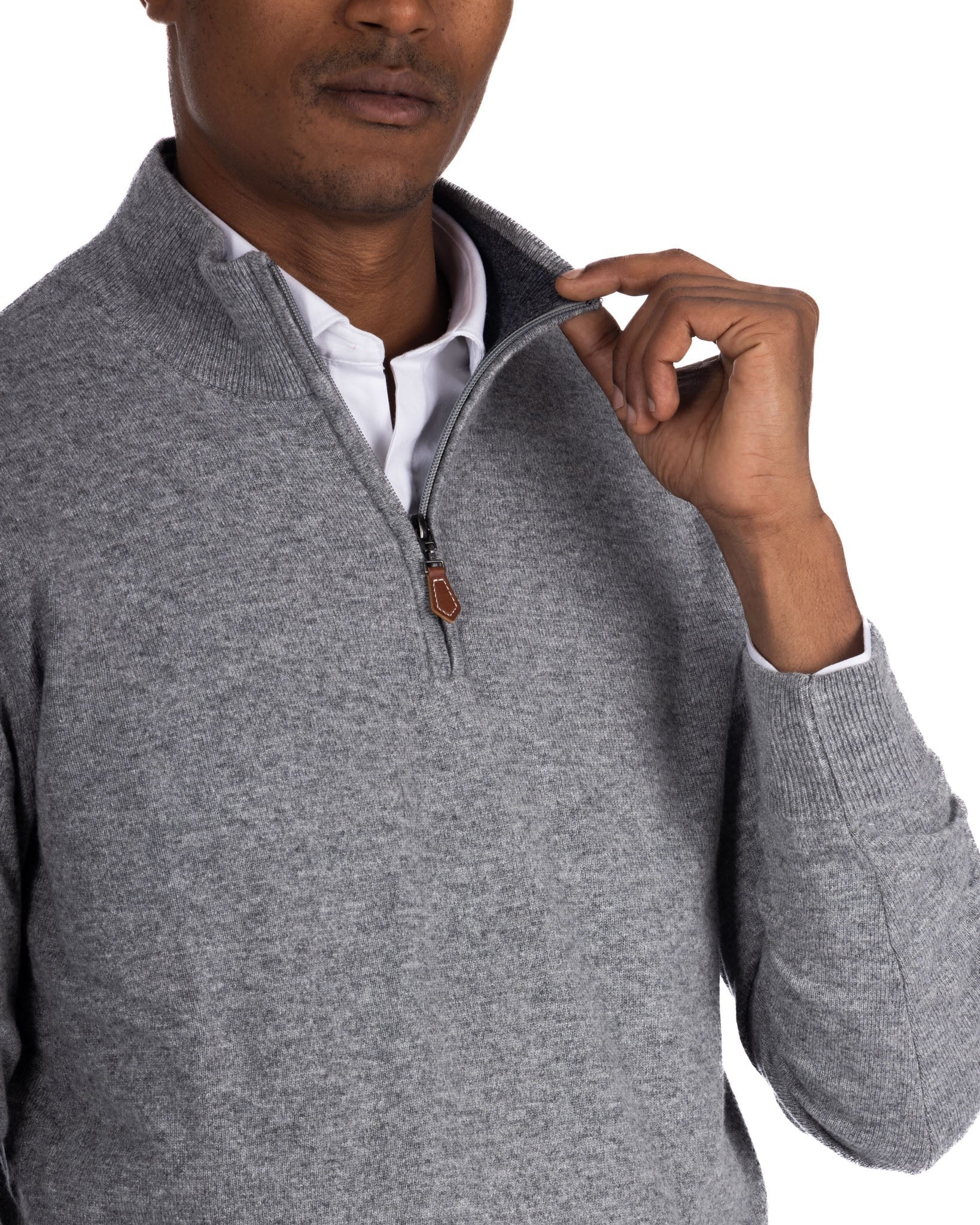 Rory - maglione grigio con zip in misto cachemire