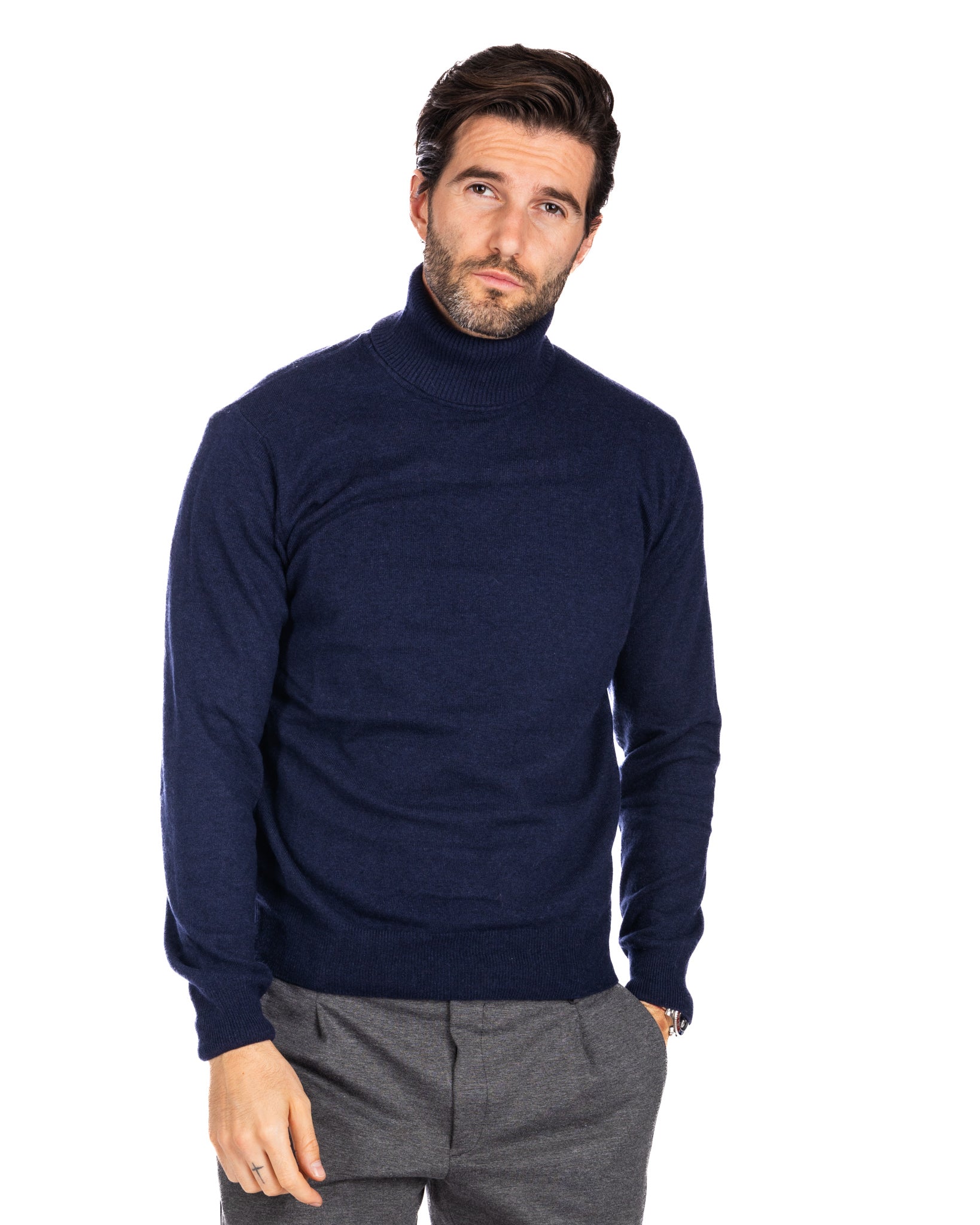 Lee - dolcevita in misto cachemire blu