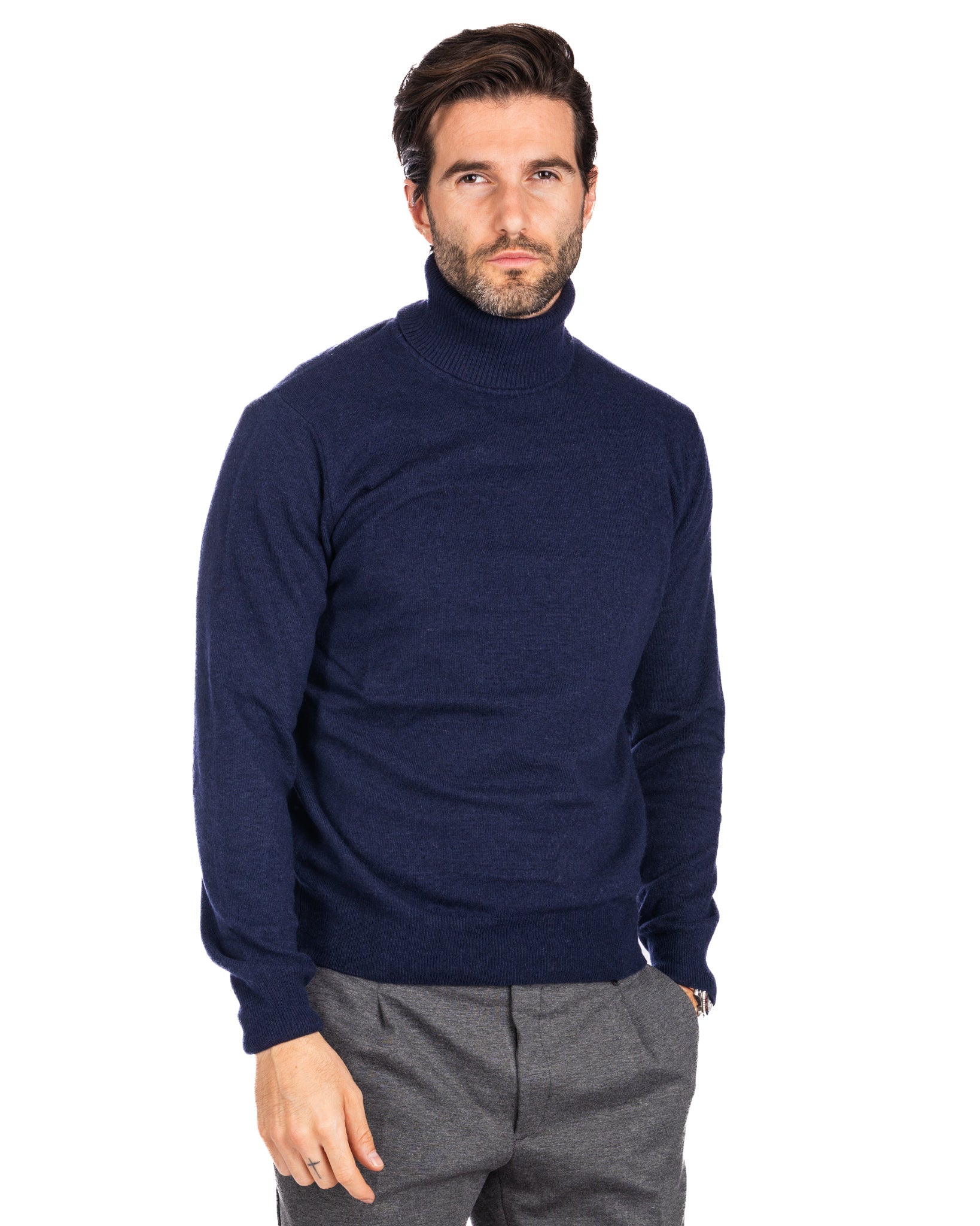 Lee - dolcevita in misto cachemire blu