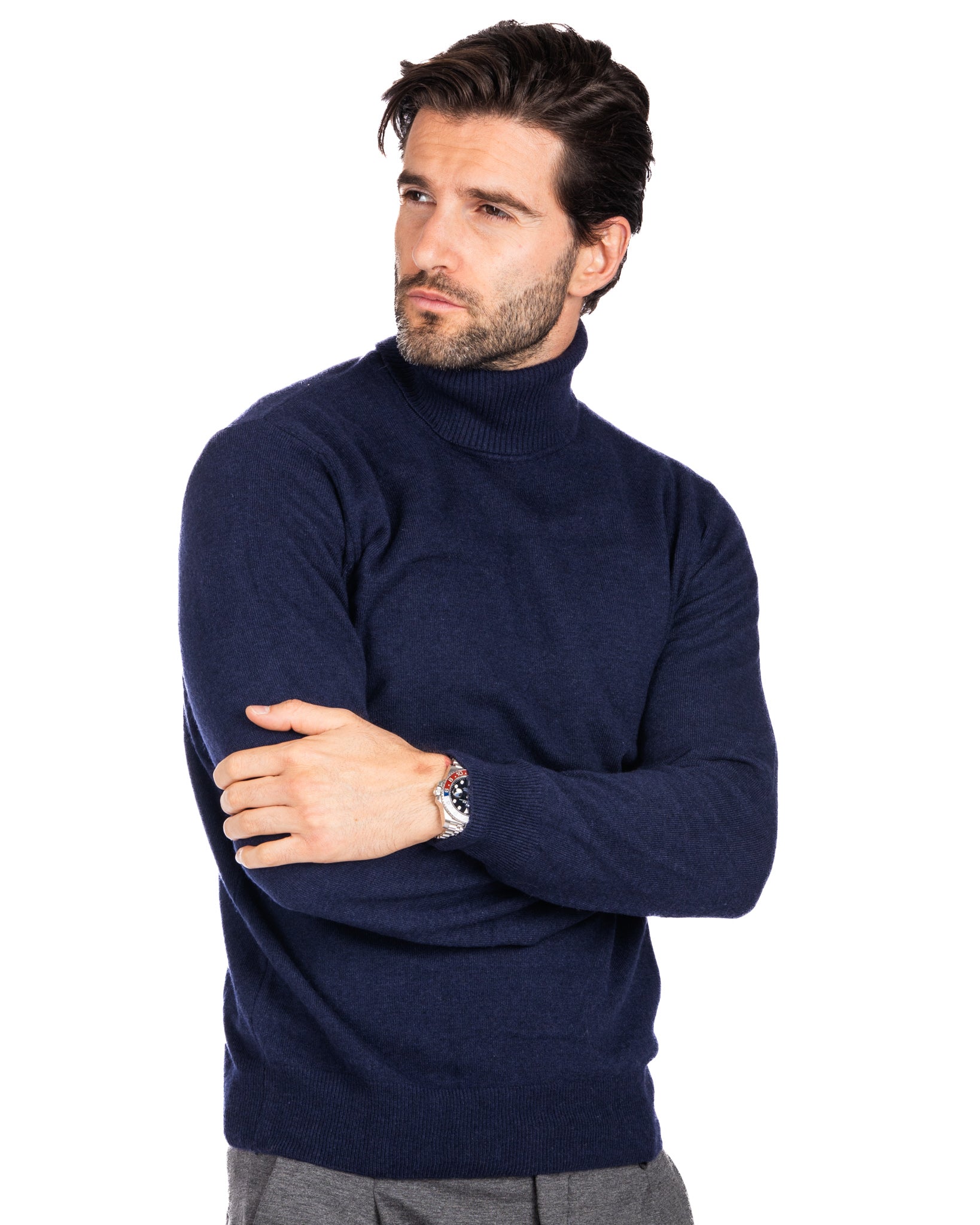 Lee - dolcevita in misto cachemire blu
