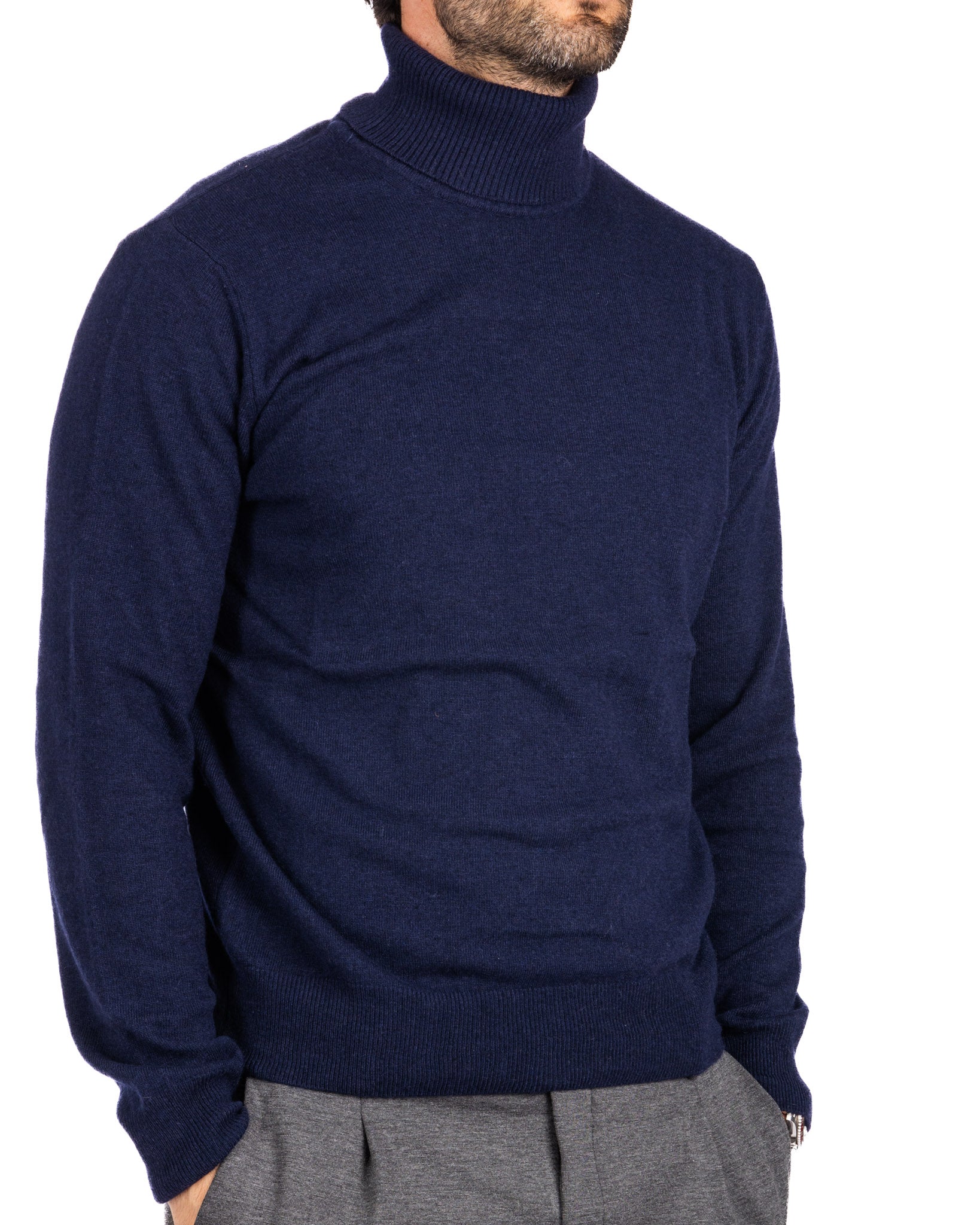 Lee - dolcevita in misto cachemire blu