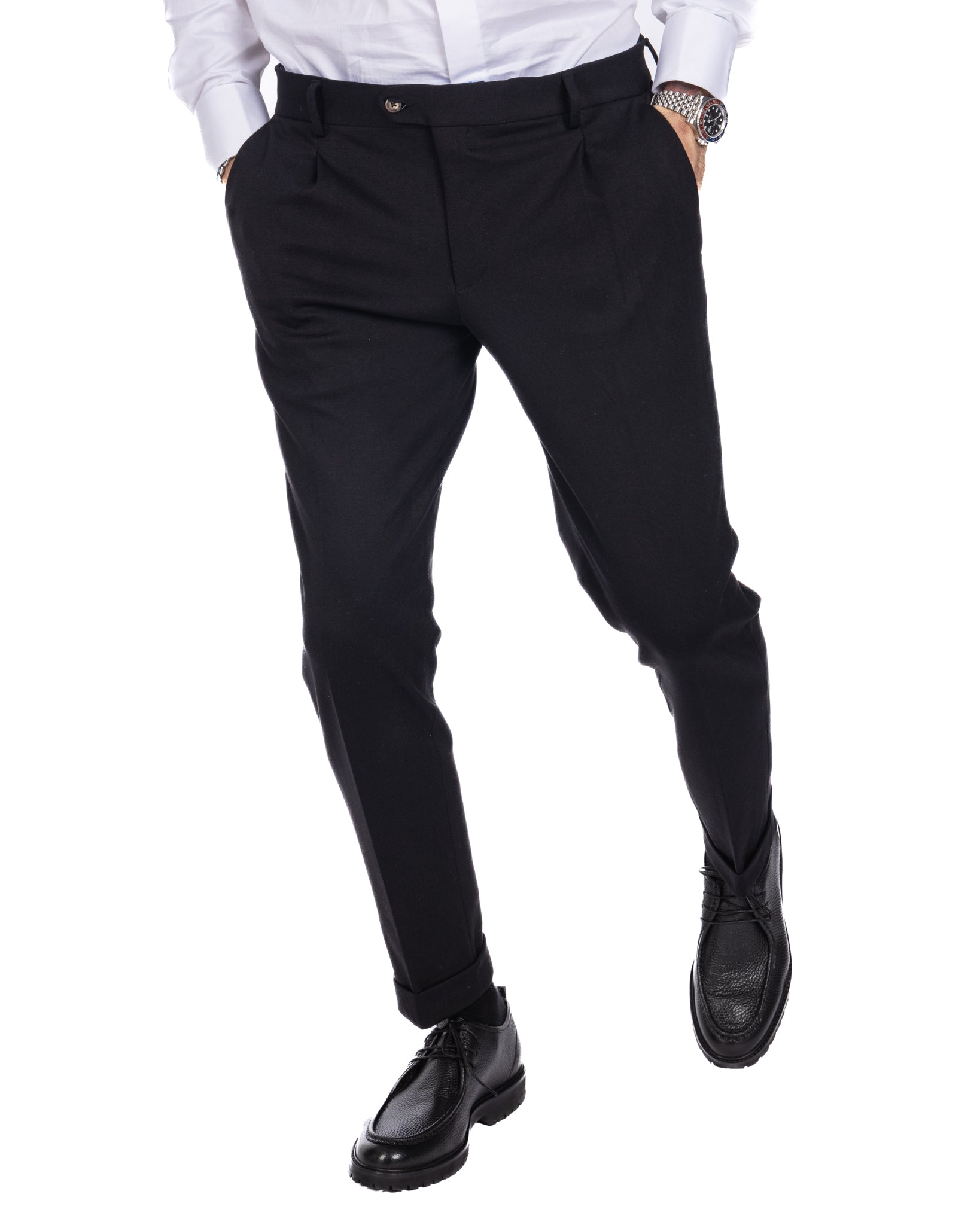 Firenze - pantalone con una pince nero in punto milano