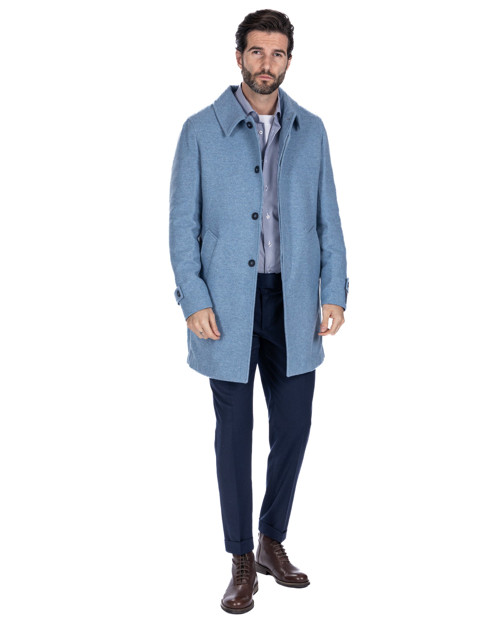 Jean - cappotto monopetto azzurro