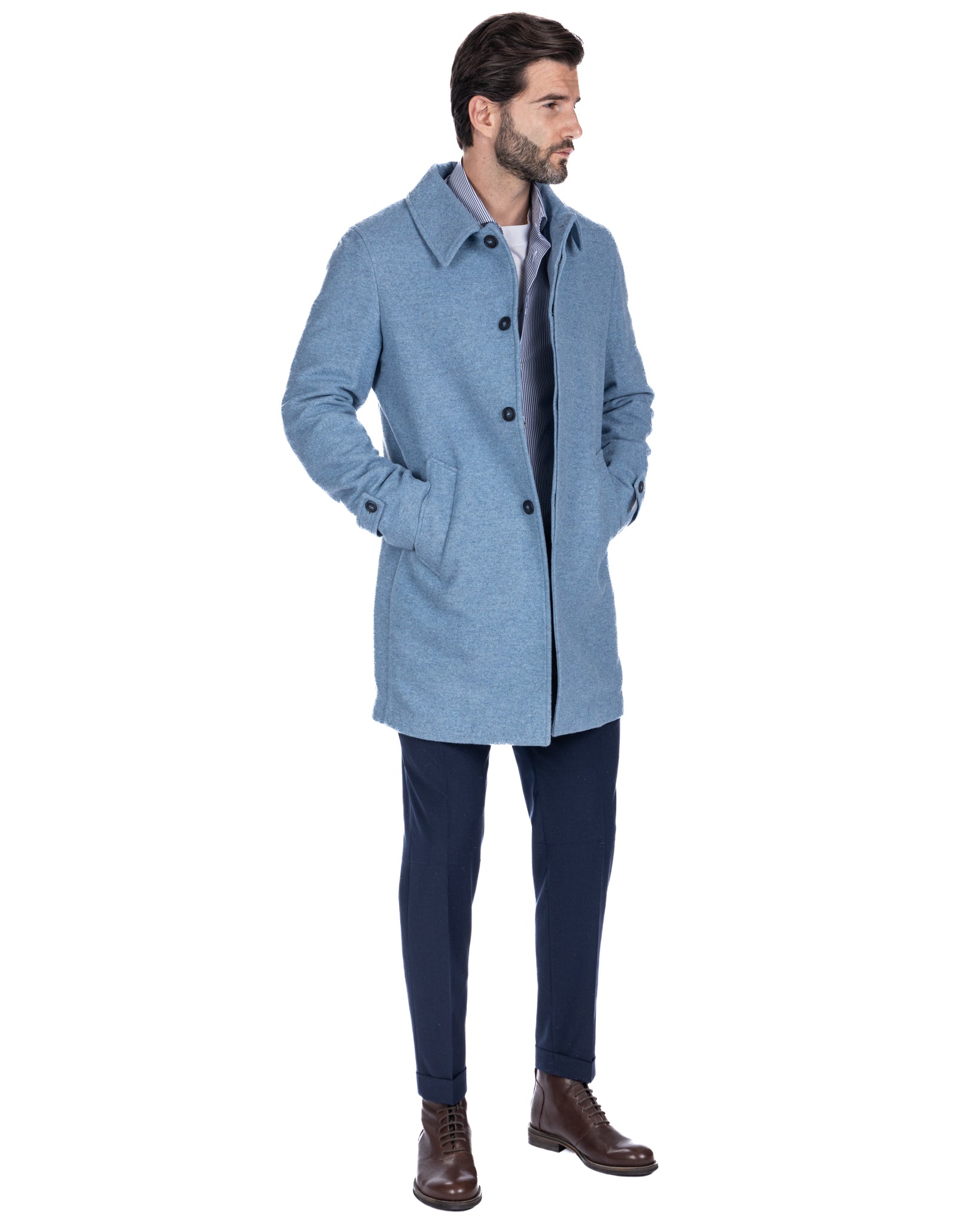 Jean - cappotto monopetto azzurro