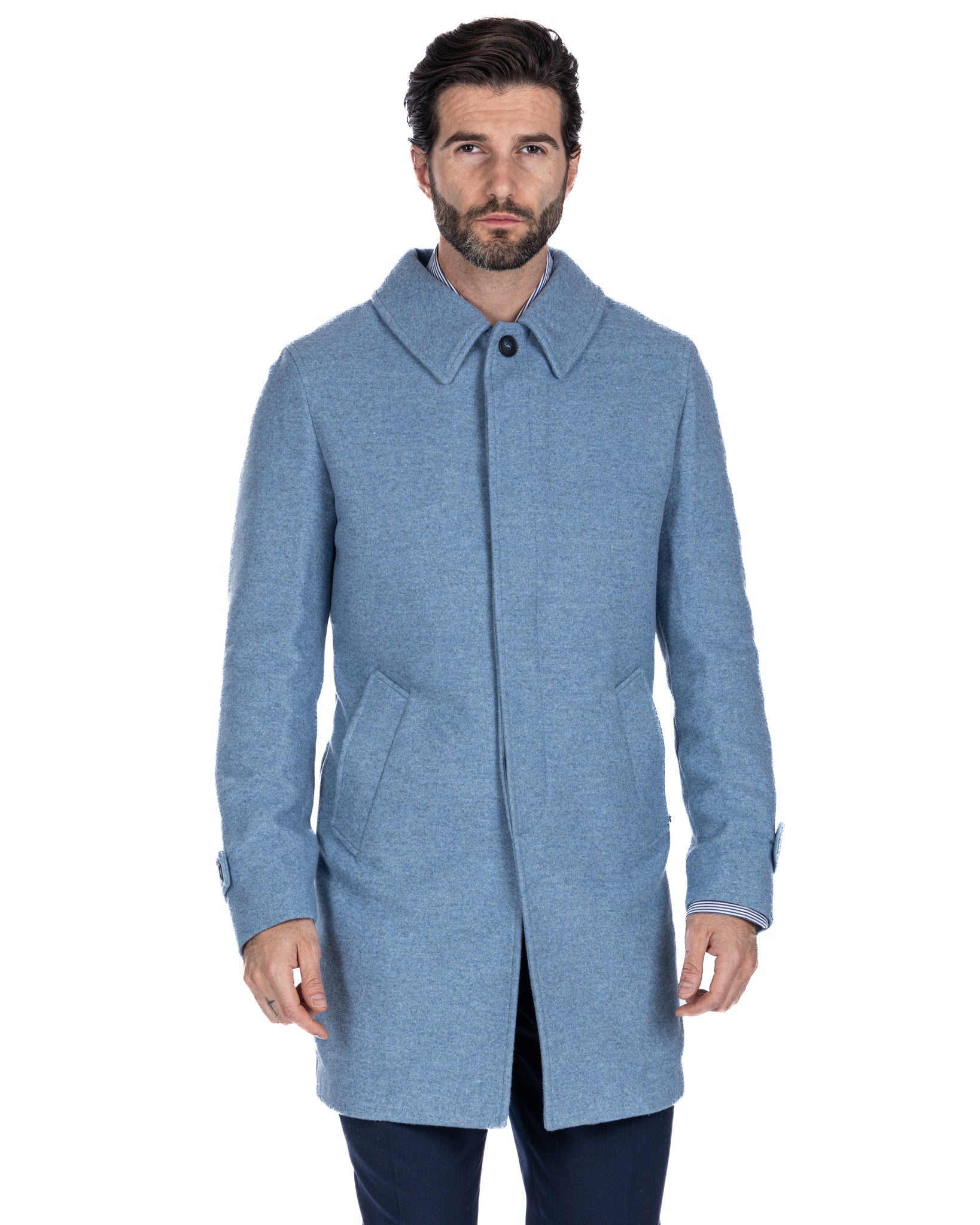 Jean - cappotto monopetto azzurro