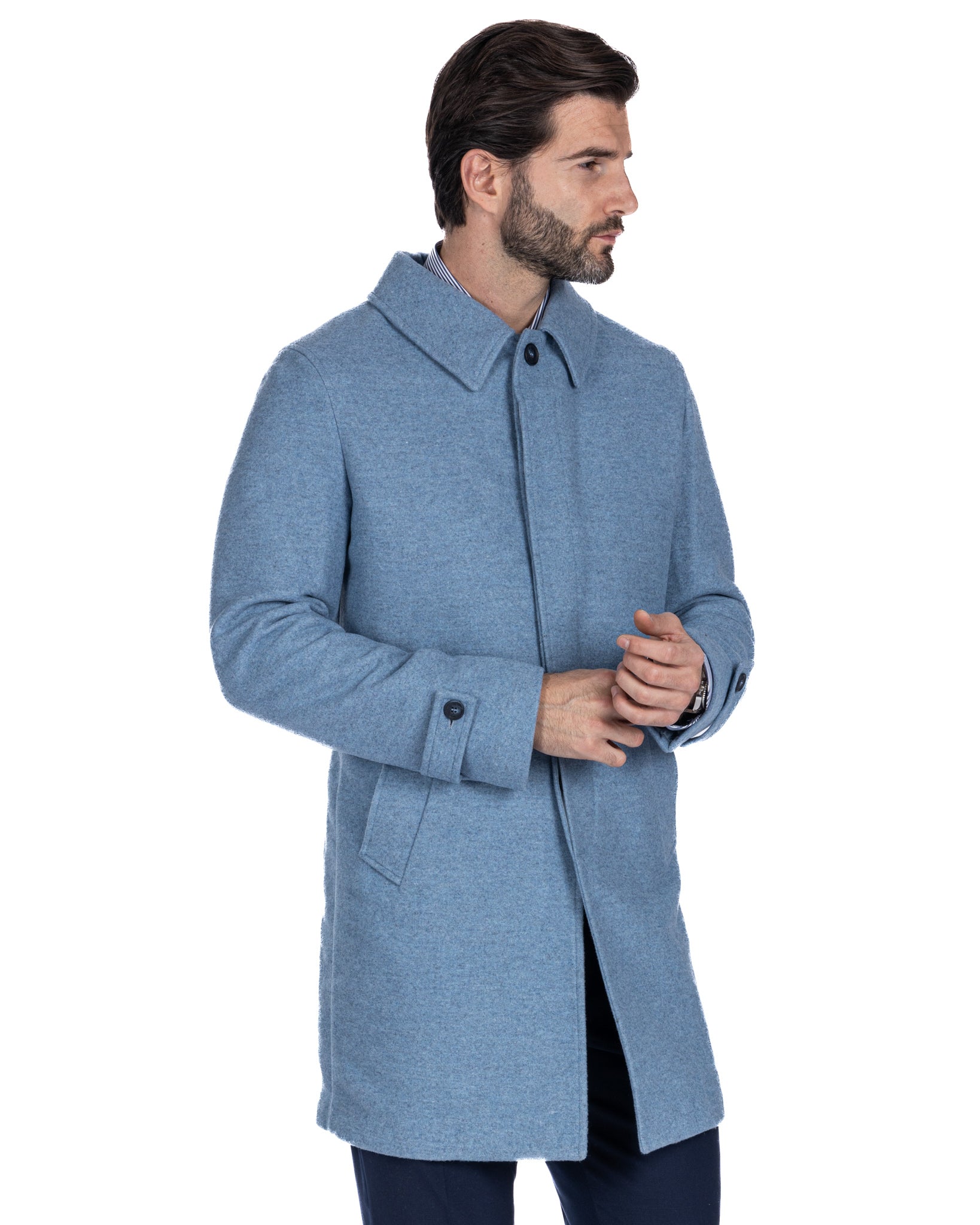 Jean - cappotto monopetto azzurro