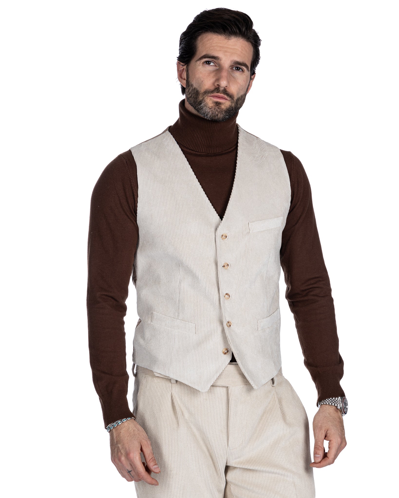 Mads - cream velvet waistcoat