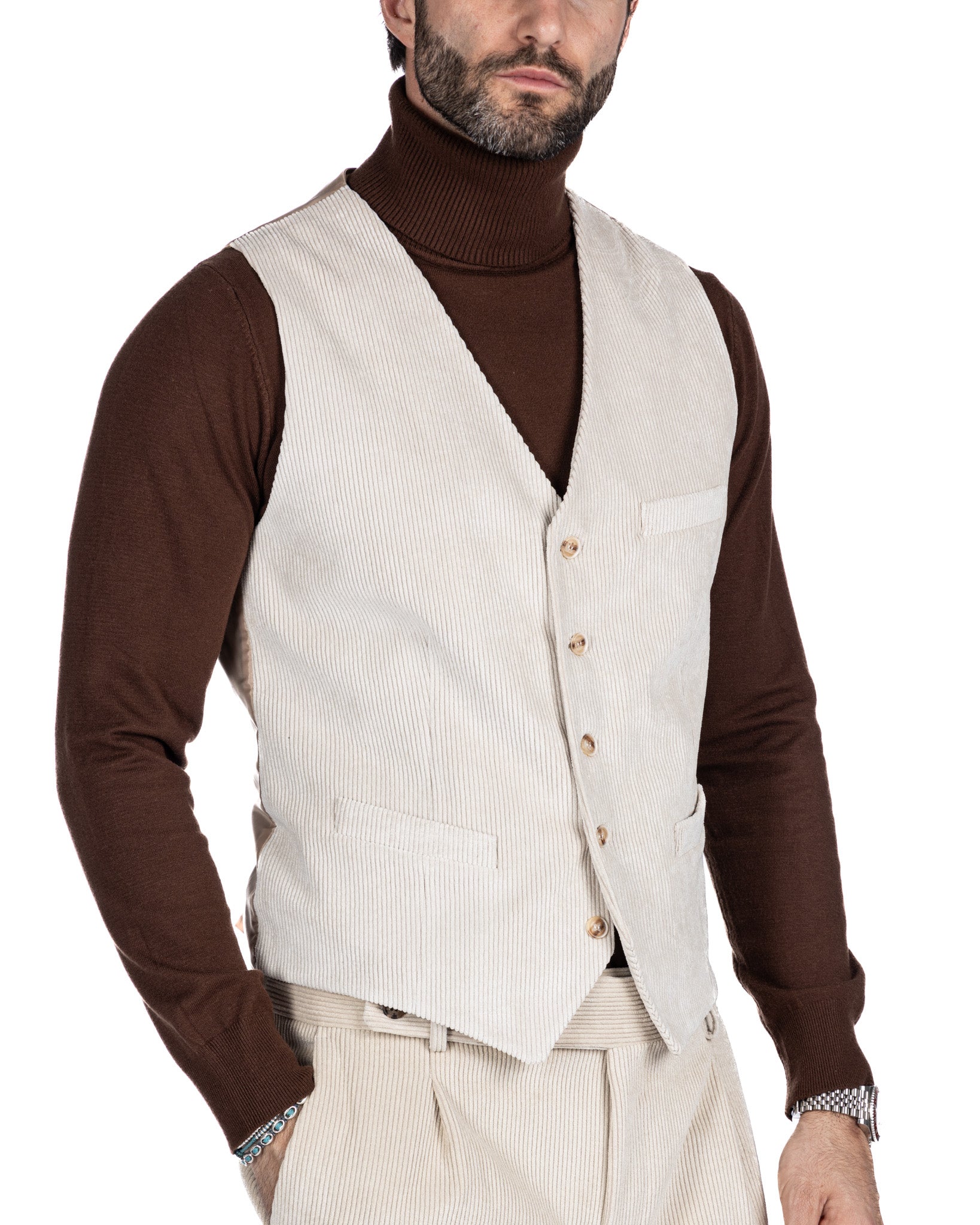 Mads - cream velvet waistcoat