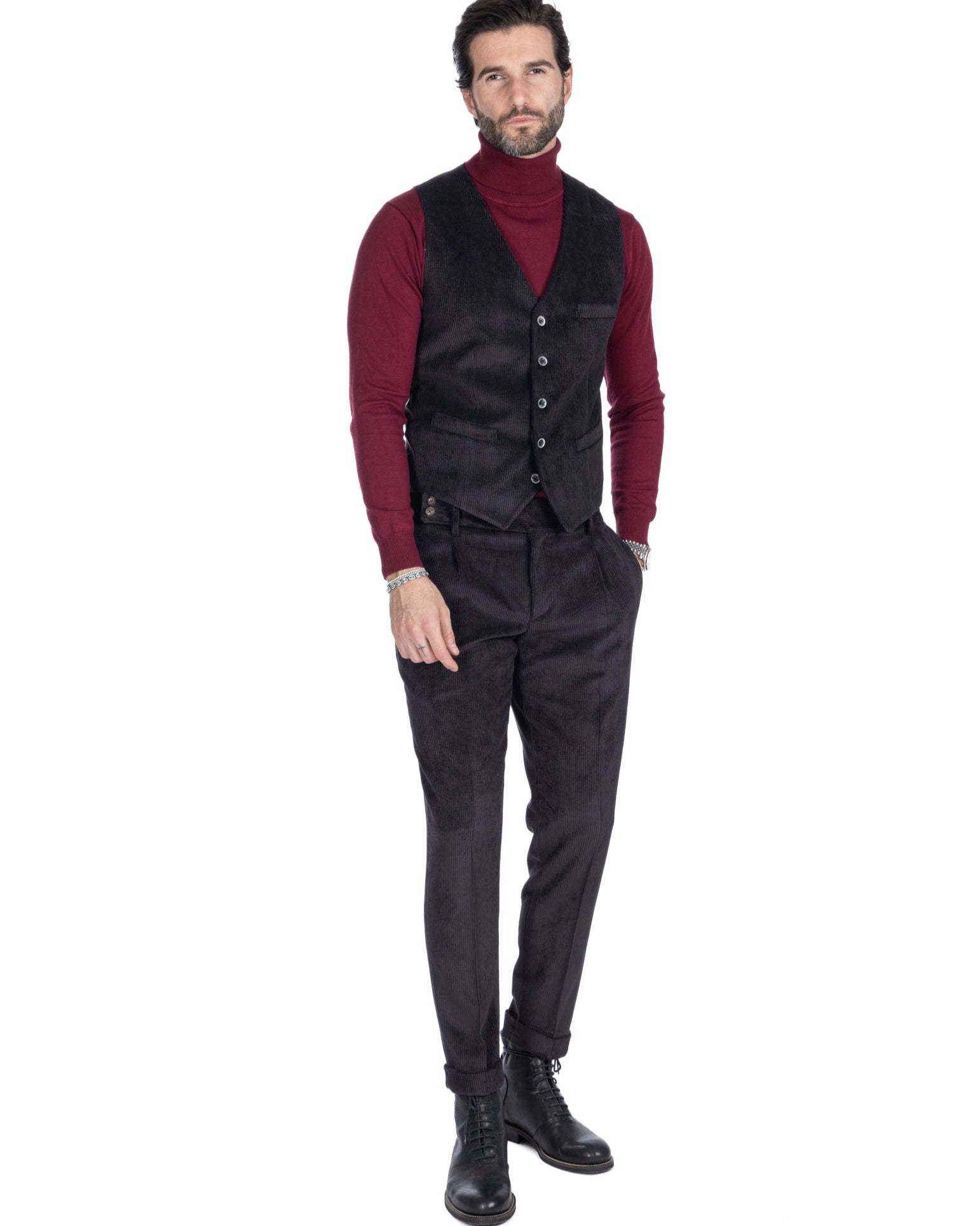 Mads - gilet en velours noir