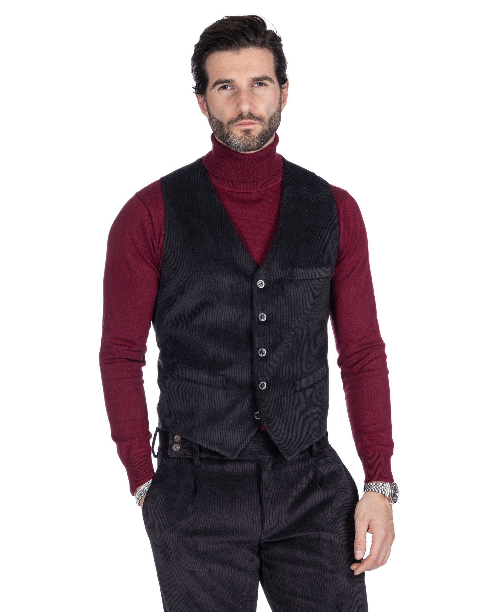 Mads - gilet en velours noir