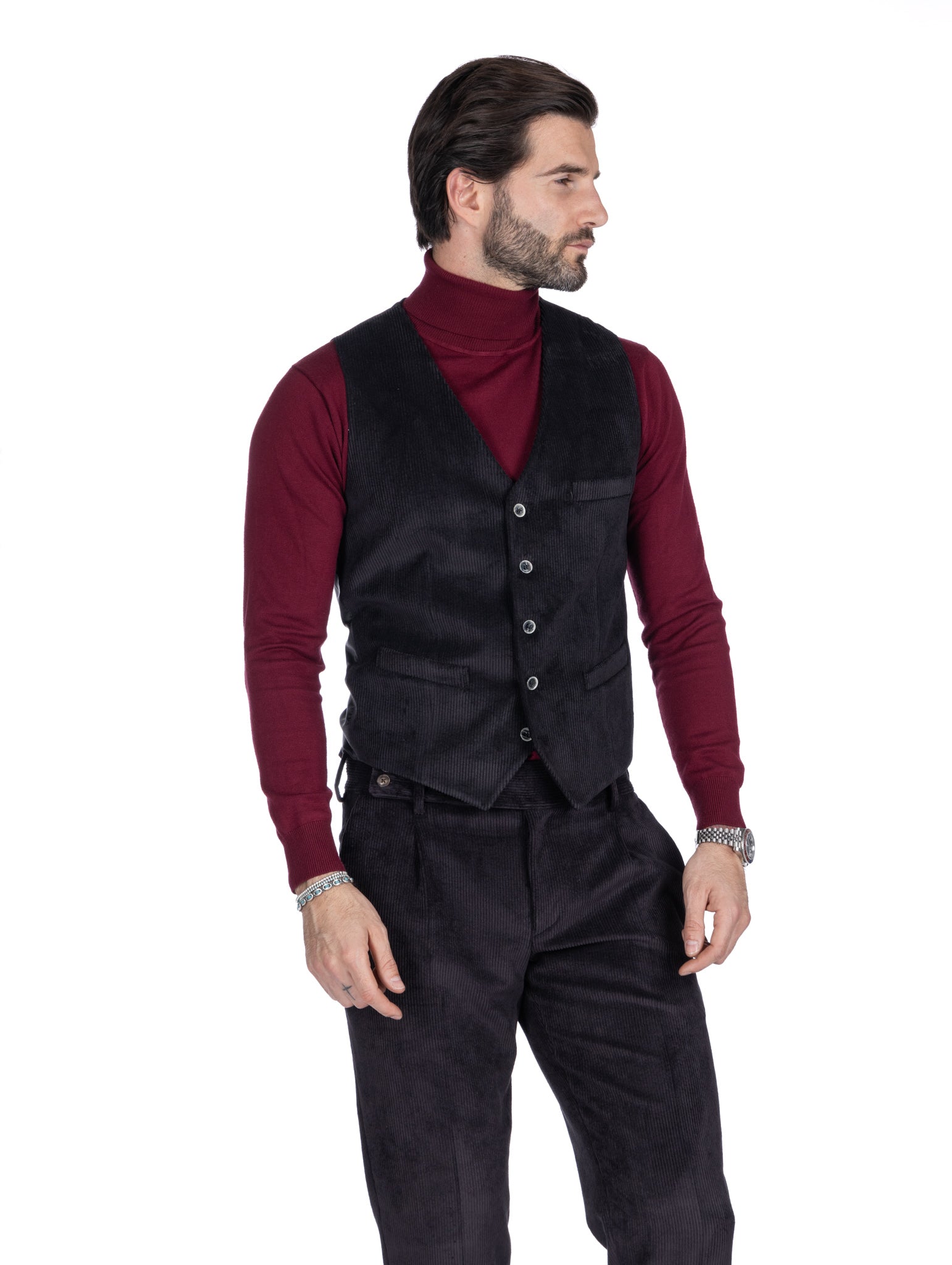 Mads - gilet nero in velluto