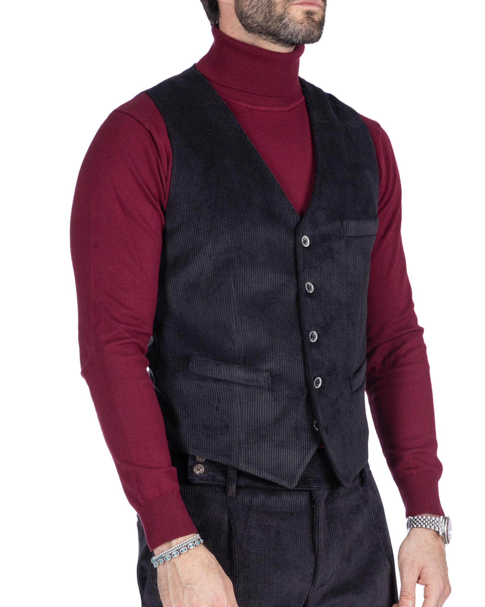 Mads - gilet nero in velluto