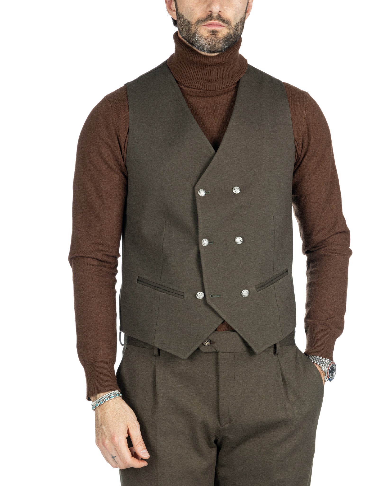 Dresde - gilet gris à simple boutonnage