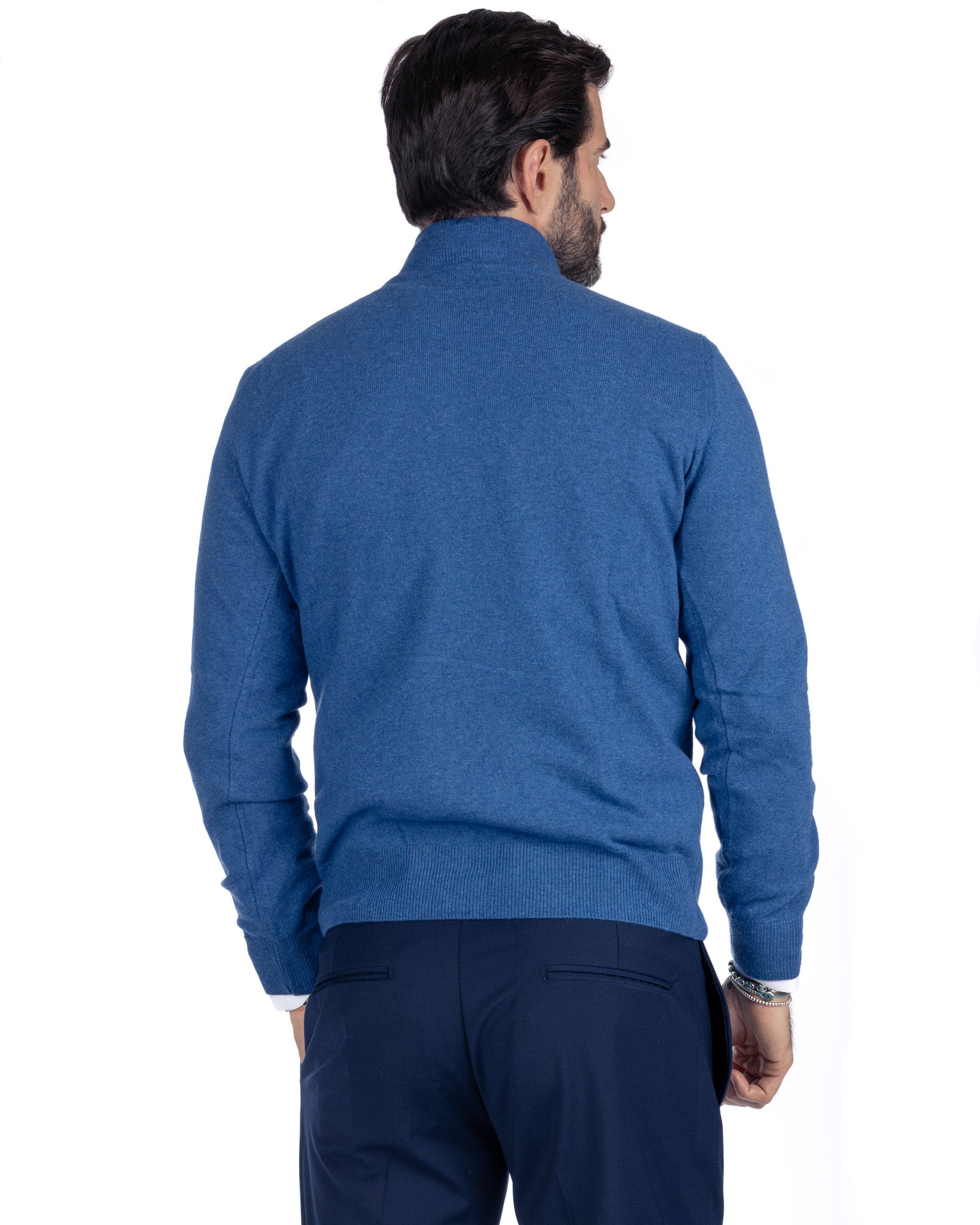 Rory - maglione royal con zip in misto cachemire