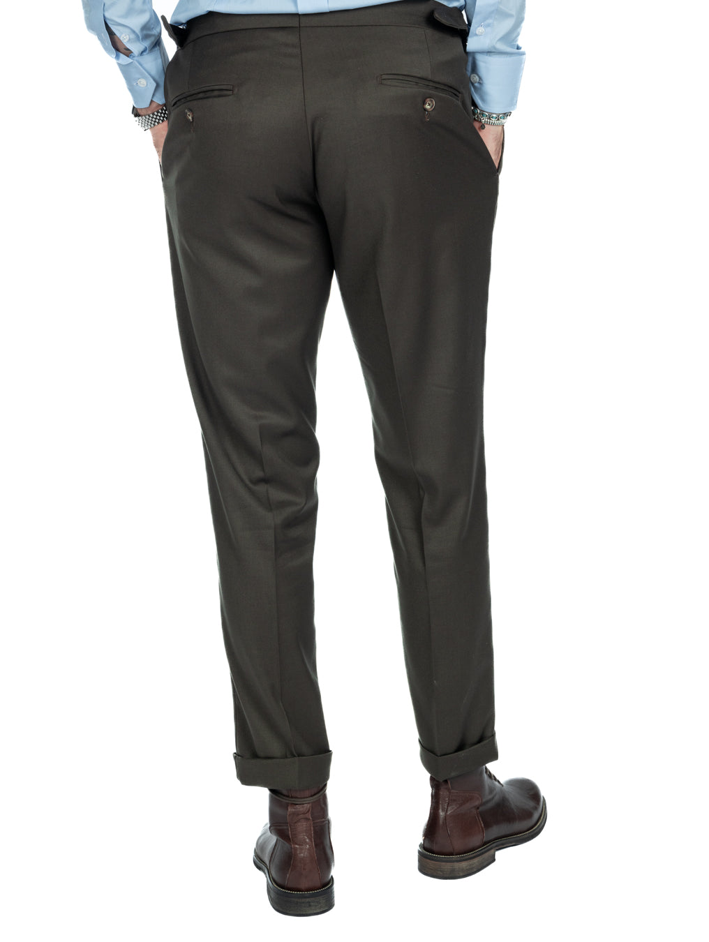 Otranto - pantalon vert avec boucles et plis