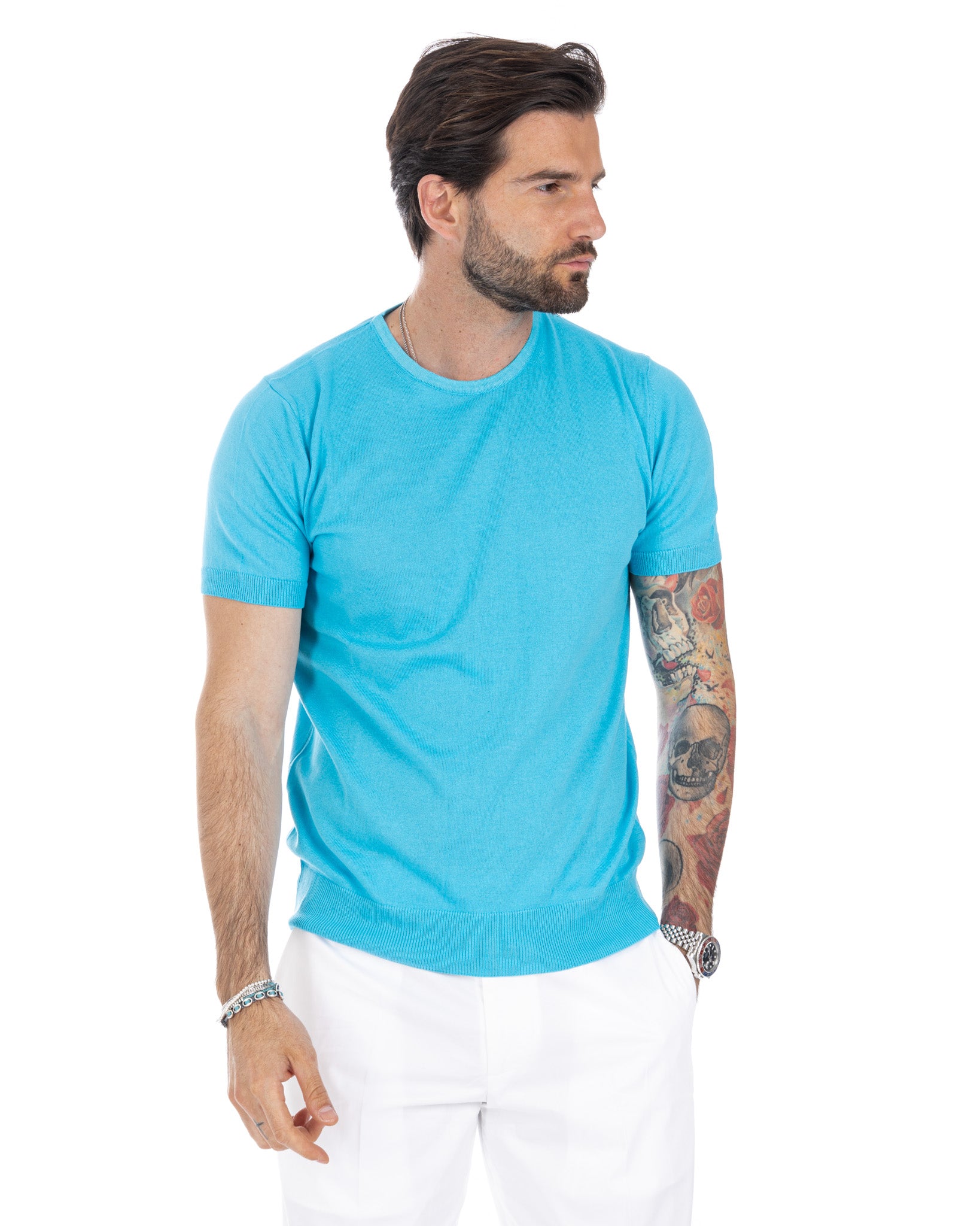 Jannik - t-shirt in maglia turchese