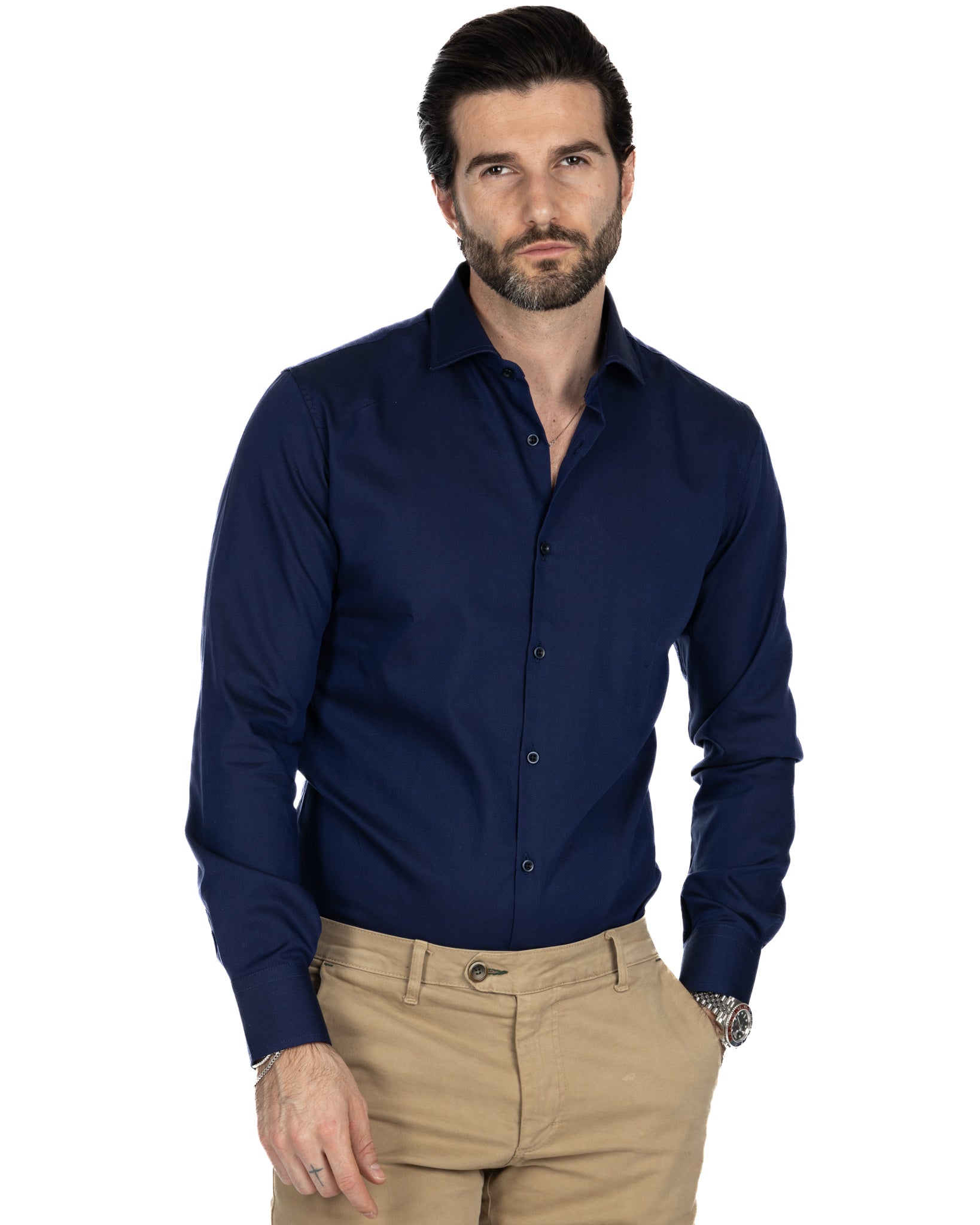 Camicia - slim fit blu oxford