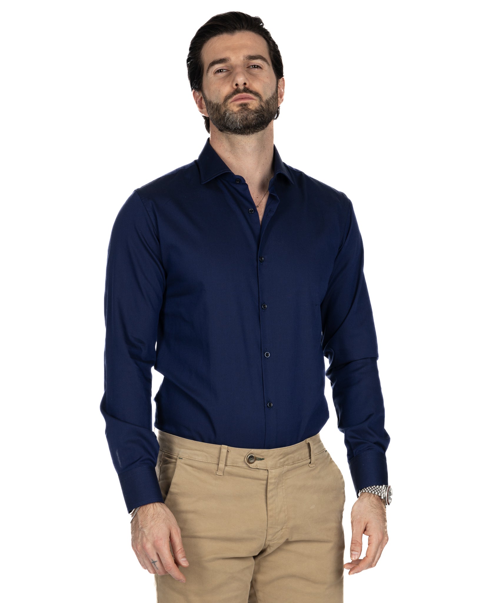 Camicia - slim fit blu oxford