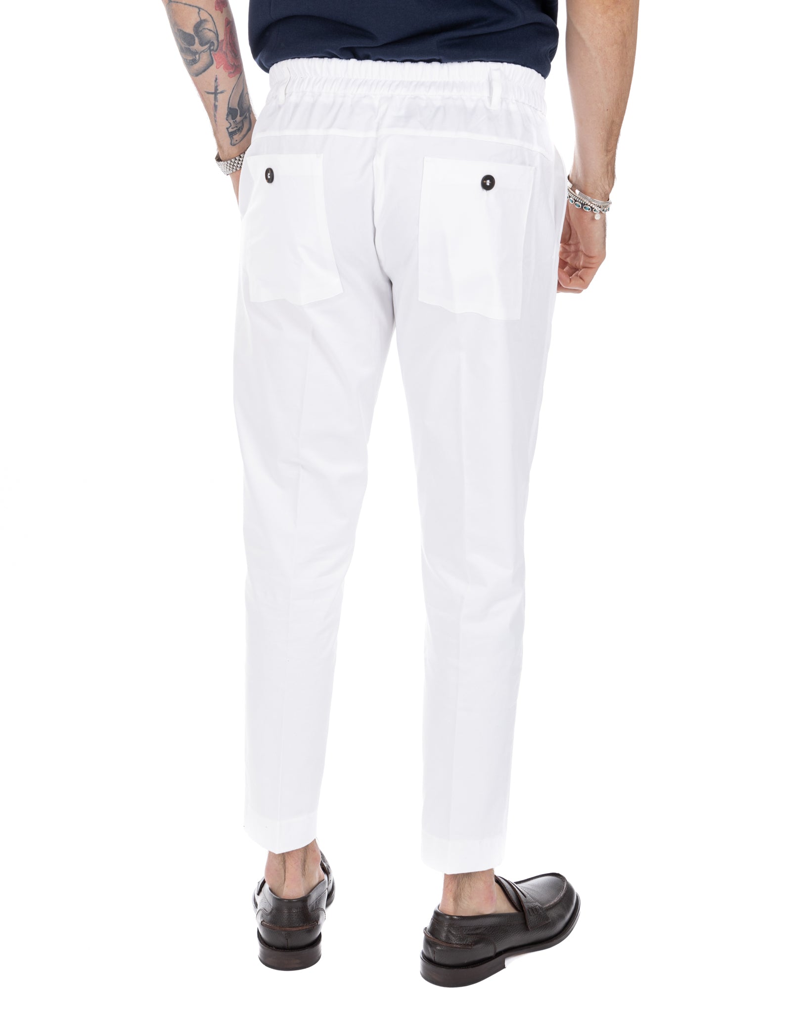 Elder - pantalone capri bianco in cotone estivo